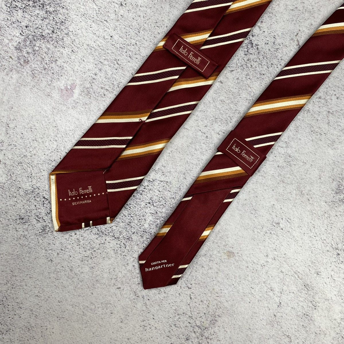 ITALO FERRETTI Men’s Tie Pure Silk Red Striped