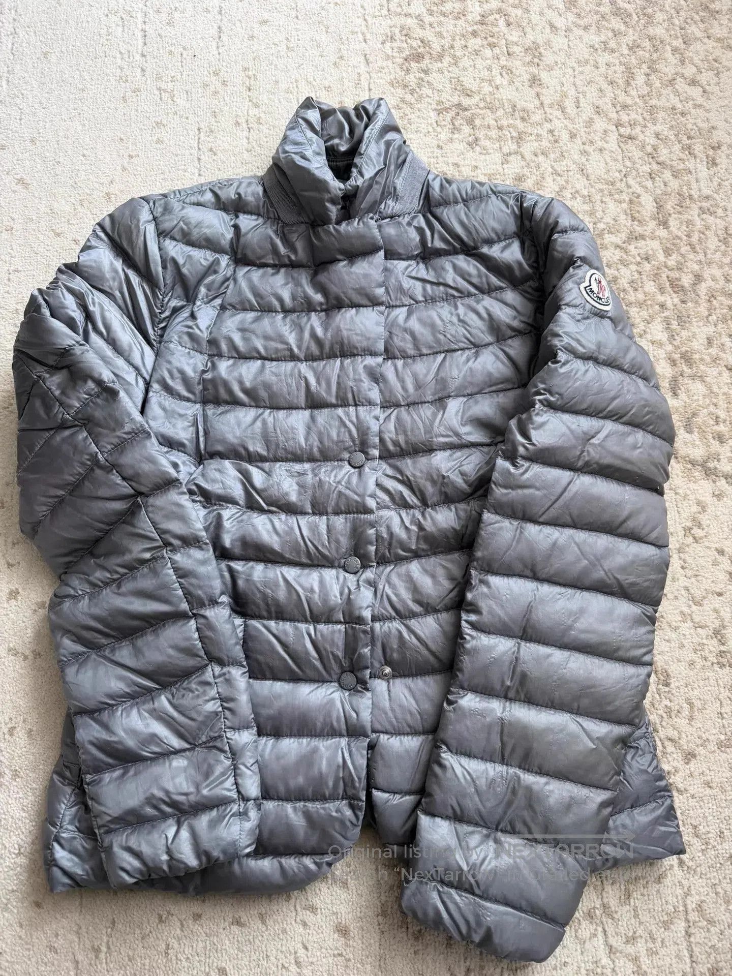 Moncler Gray Quilted Puffer Jacket with Button Closure. Size US XS / EU 42 / 0 - 1 Thumbnail