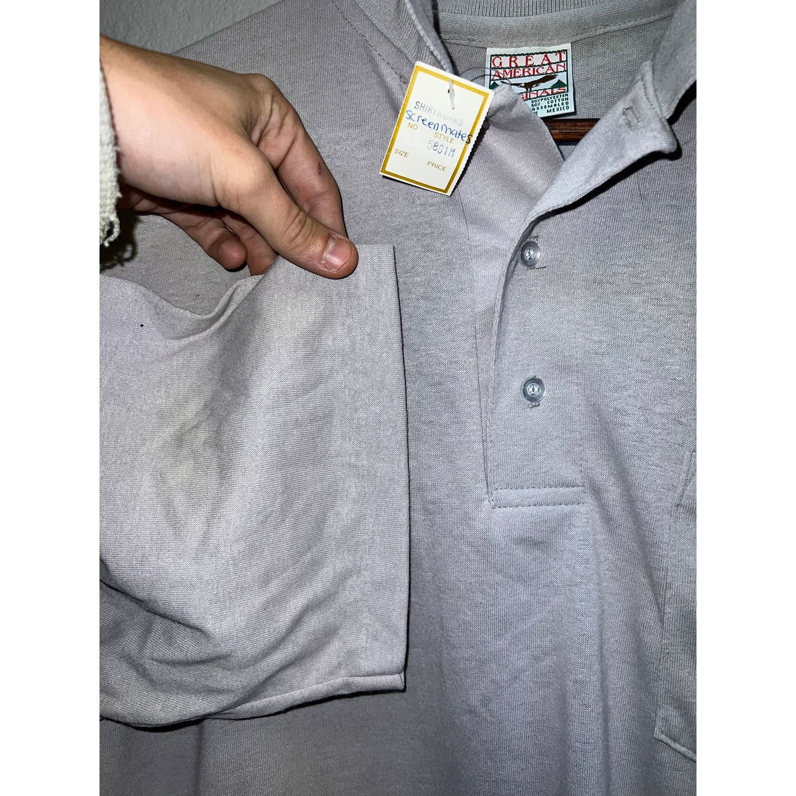 Vintage Vintage Gray Blank Polo Shirt Great American Originals 90s L Size US L / EU 52-54 / 3 - 4 Thumbnail