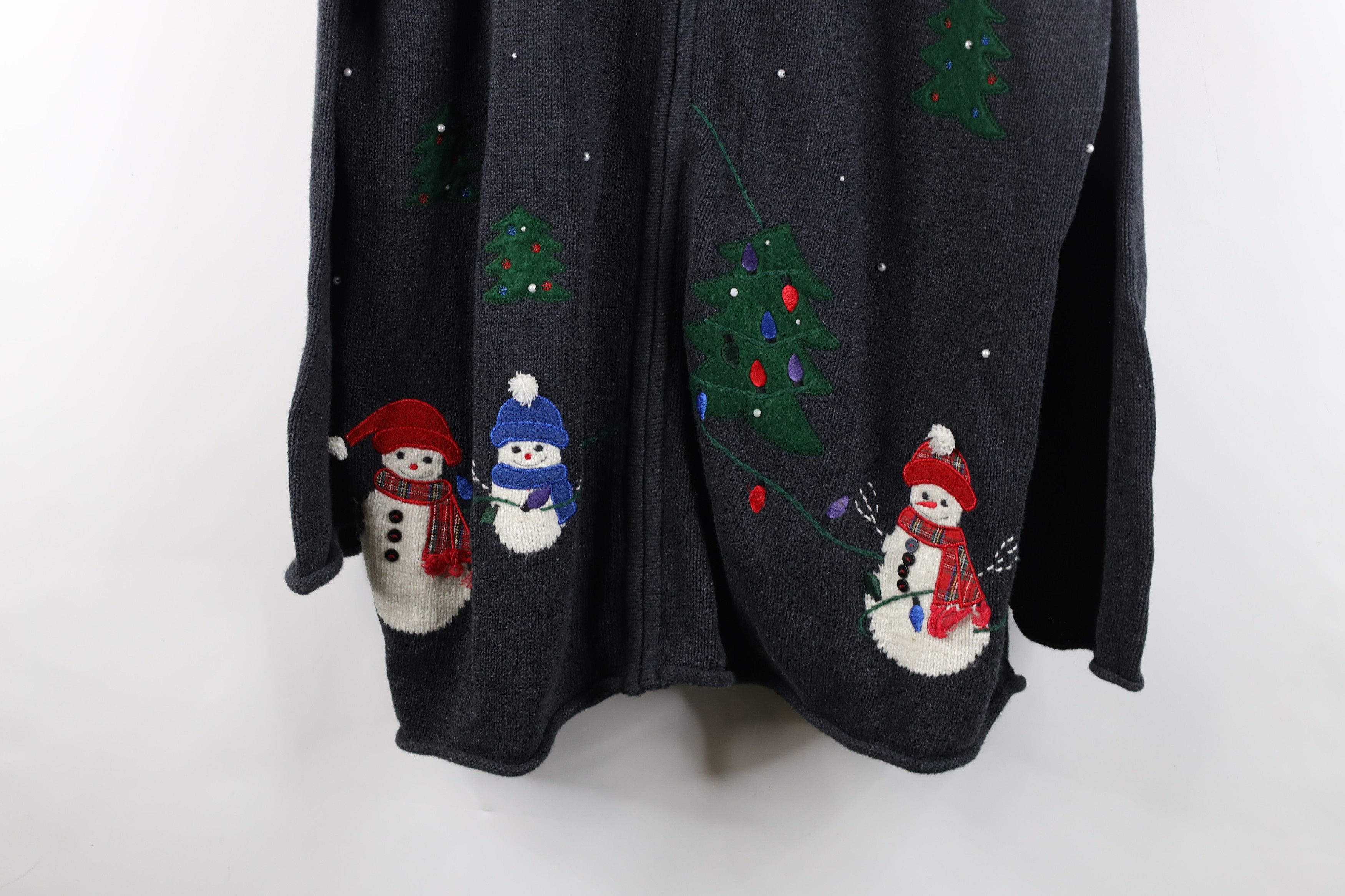 Vintage Vintage 90s Streetwear Snowman Marled Knit Full Zip Sweater Size 3XL / US 20-22 - 3 Thumbnail