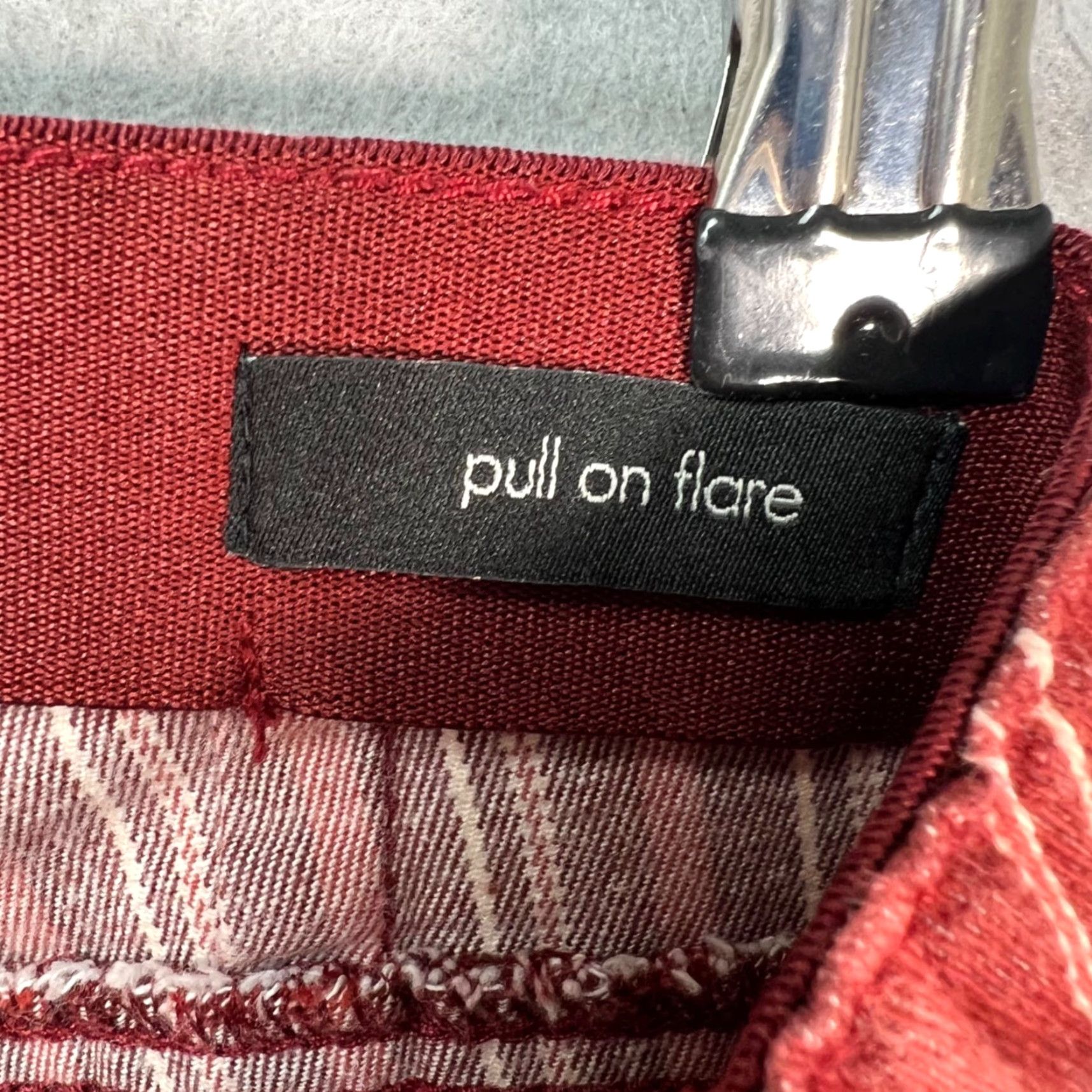 Vintage Ella Moss Womens Pants Striped Red Flared Pull-On Cotton Blend 27 Inseam 31in Casual Modern Rise Mid Ankle Spring Fall Womens Size 27" / US 4 / IT 40 - 4 Thumbnail