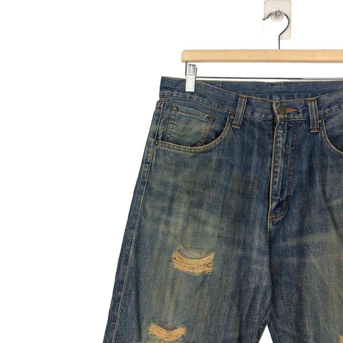 Japanese Brand 🔥Punk Design Distressed Style Denim Jeans Tough Japan Size US 34 / EU 50 - 7 Thumbnail