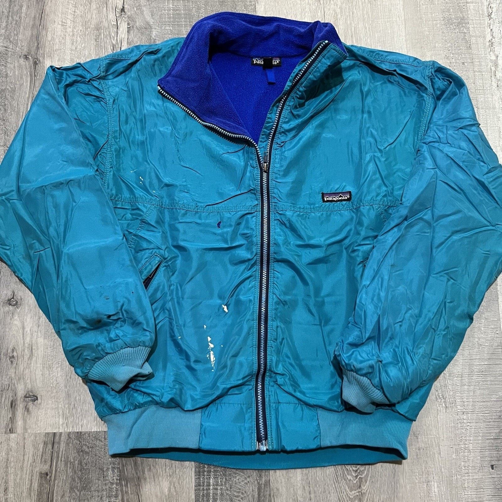 Patagonia VTG Patagonia Blue Synchilla Lined Teal Bomber Jacket WORN Size US L / EU 52-54 / 3 - 1 Thumbnail