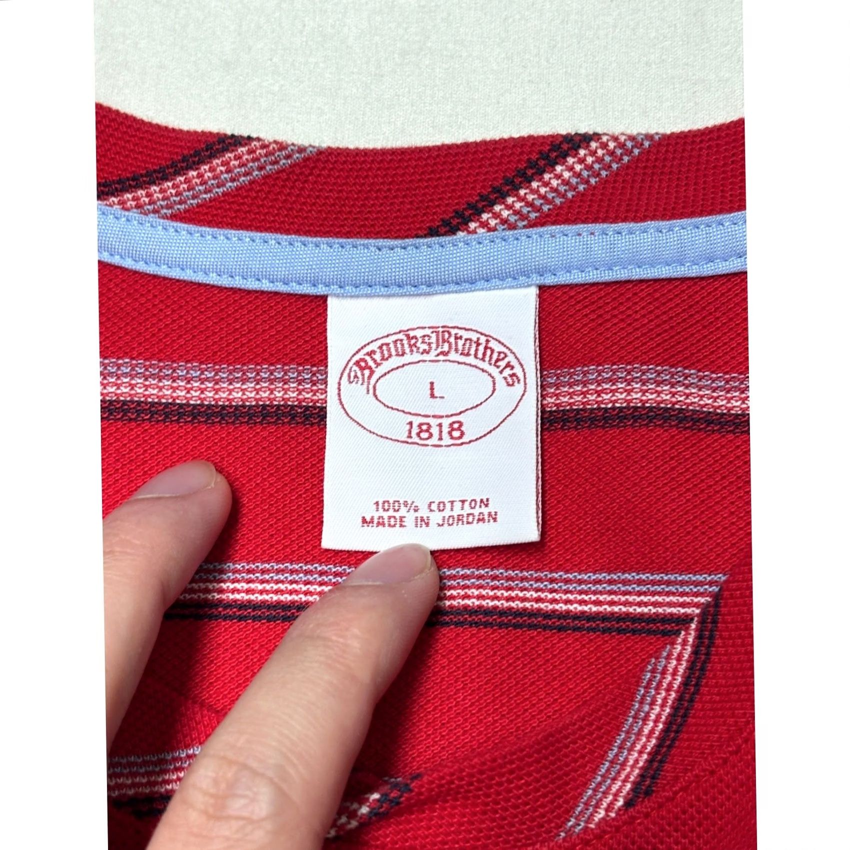 Brooks Brothers Brooks Brothers Mens Red Striped Cotton Pique Long Sleeve Henley Shirt L Size US L / EU 52-54 / 3 - 3 Thumbnail