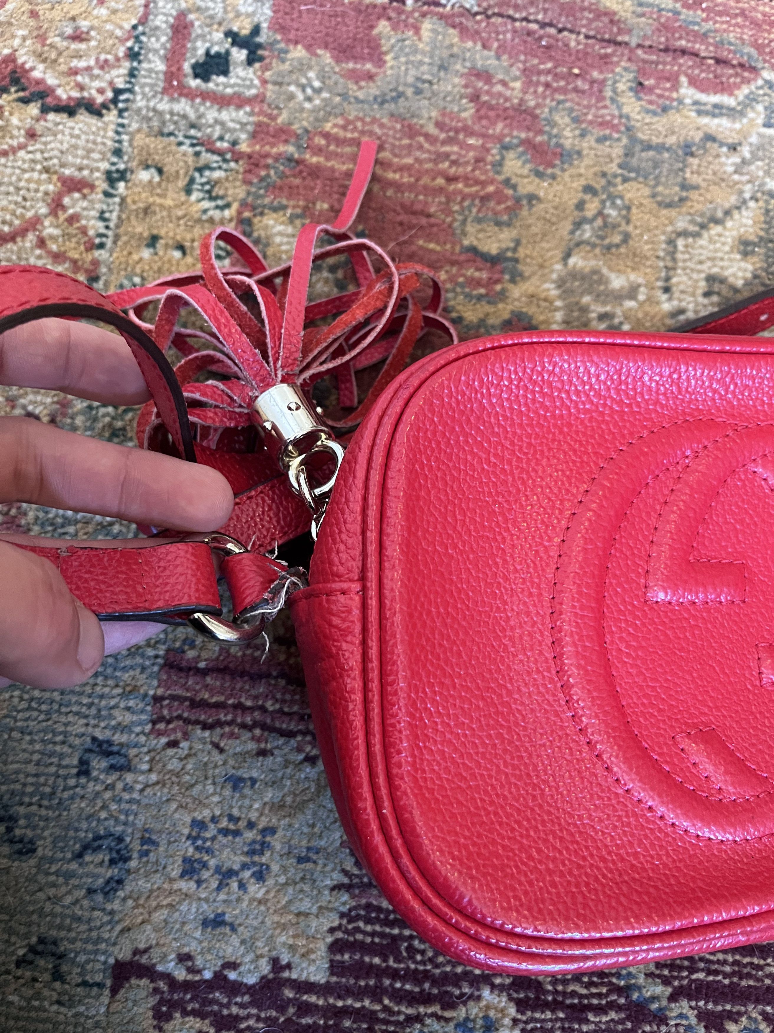 Gucci Gucci - Soho Disco Pebbled Leather Red Silver-Tone Preloved Size ONE SIZE - 3 Thumbnail