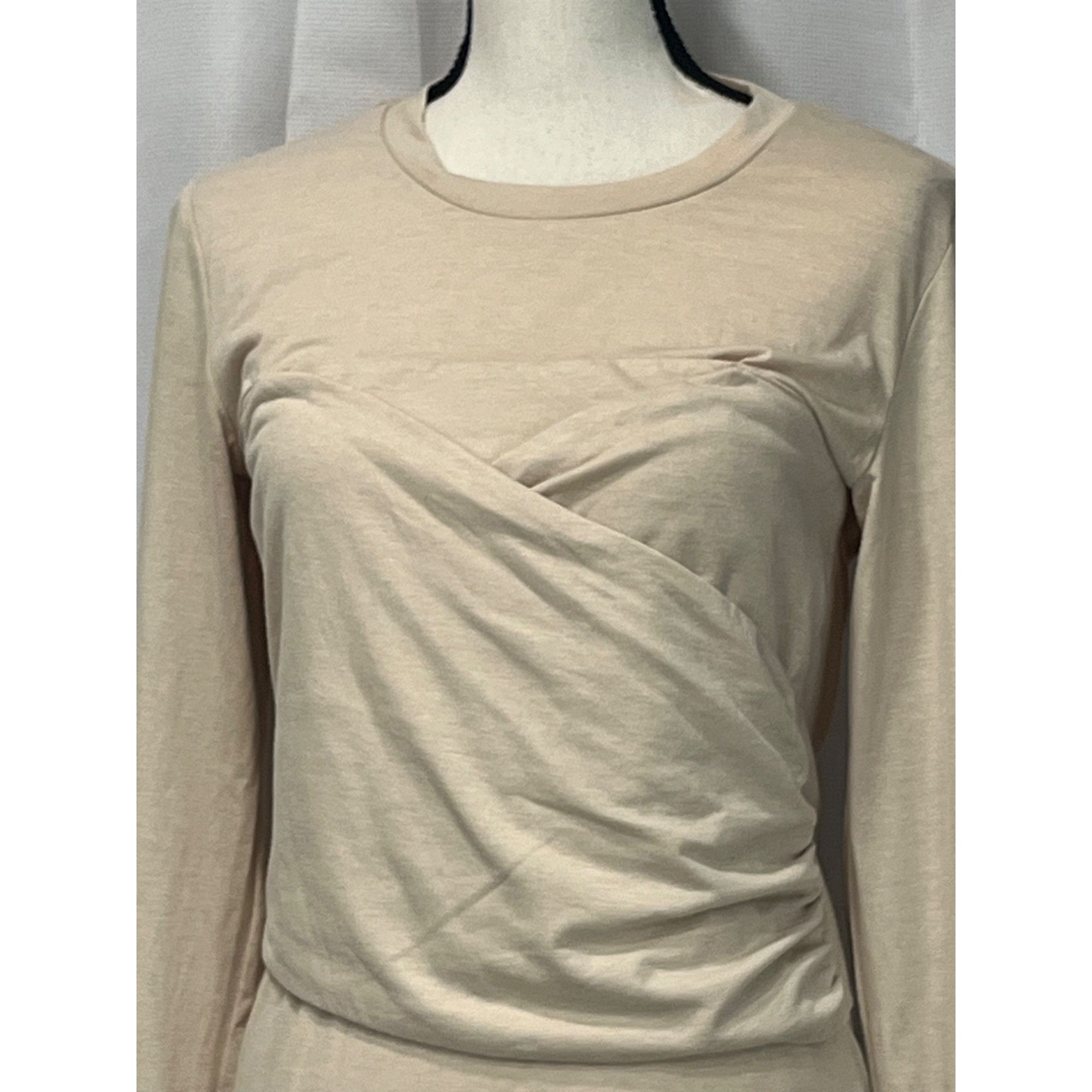 Other Vero Moda Nelly Ruched Knit Top, Oat, Sz. L Size L / US 10 / IT 46 - 4 Thumbnail