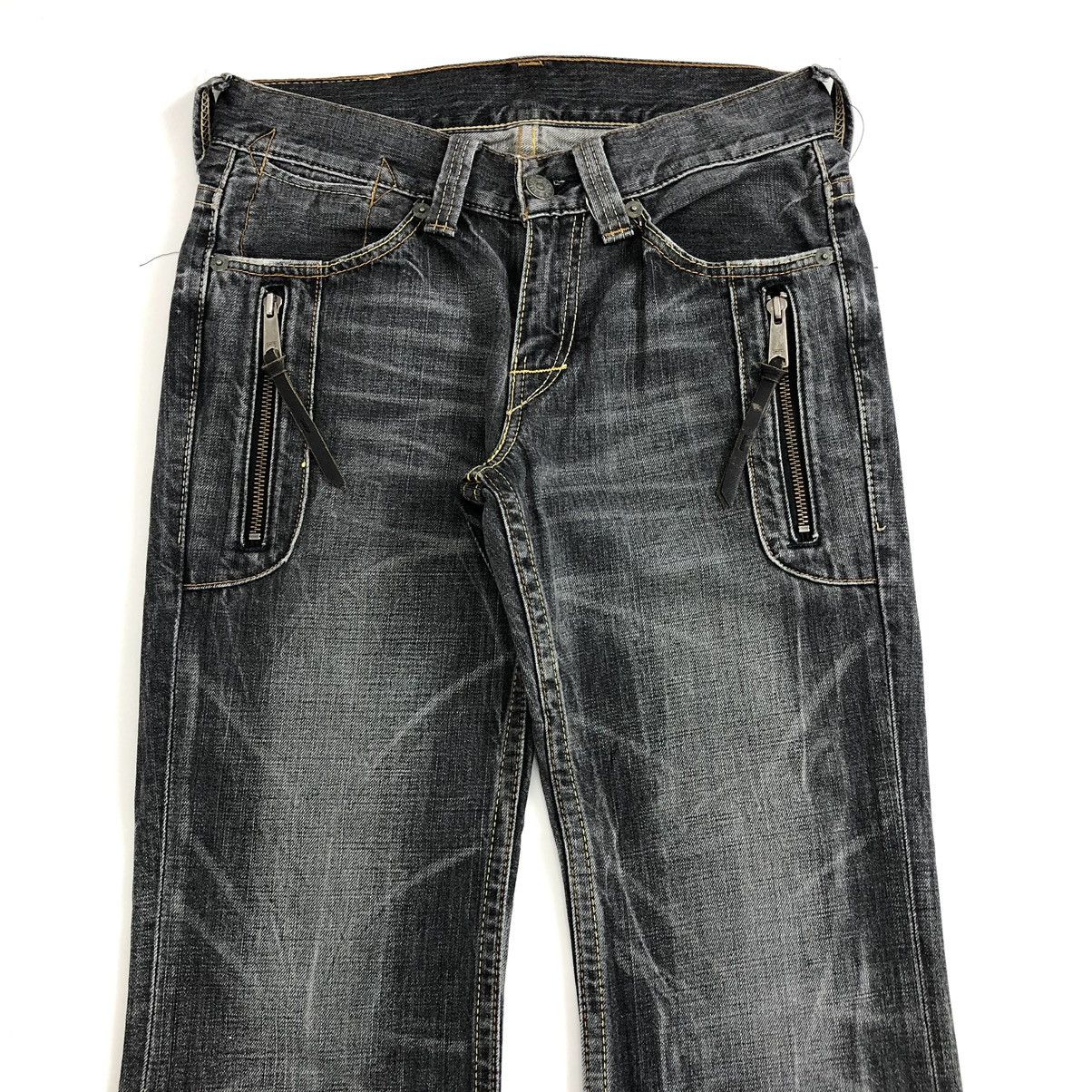 If Six Was Nine × Le Grande Bleu (L.G.B.) × Levi's Crazy Flare Jeans Levis 507 Multi Pocket Y2K Faded Pants Size US 32 / EU 48 - 3 Thumbnail