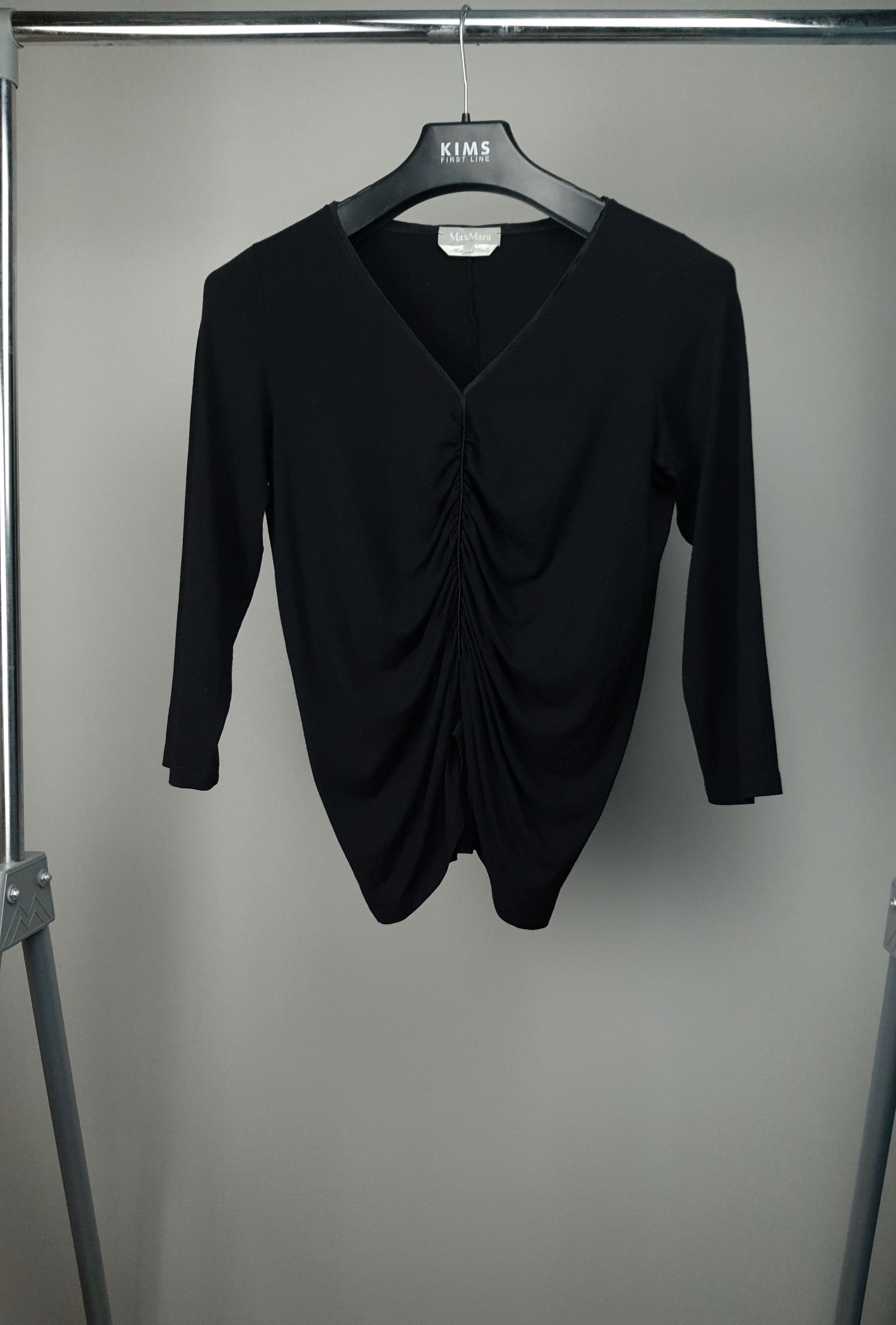 Designer × Max Mara RARE Vintage Max Mara V-Neck Blouse with Pulled Pleats Size M / US 6-8 / IT 42-44 - 1 Thumbnail