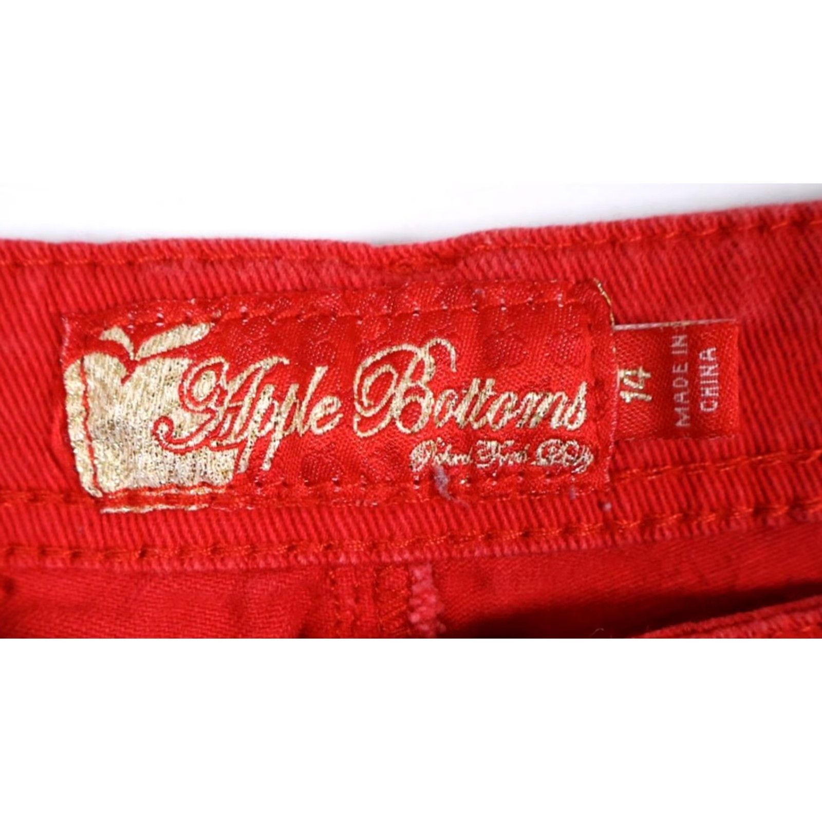 Vintage VINTAGE Apple Bottoms Jeans Women's 14 (38 x 29) Red Embellished Rhinestones Stretch Denim Size 36" / US 14 / IT 50 - 3 Thumbnail