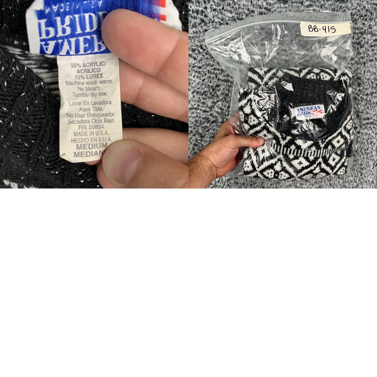 Vintage VINTAGE American Pride Sweater Womens M Black White Geometric Knit USA Size M / US 6-8 / IT 42-44 - 8 Thumbnail