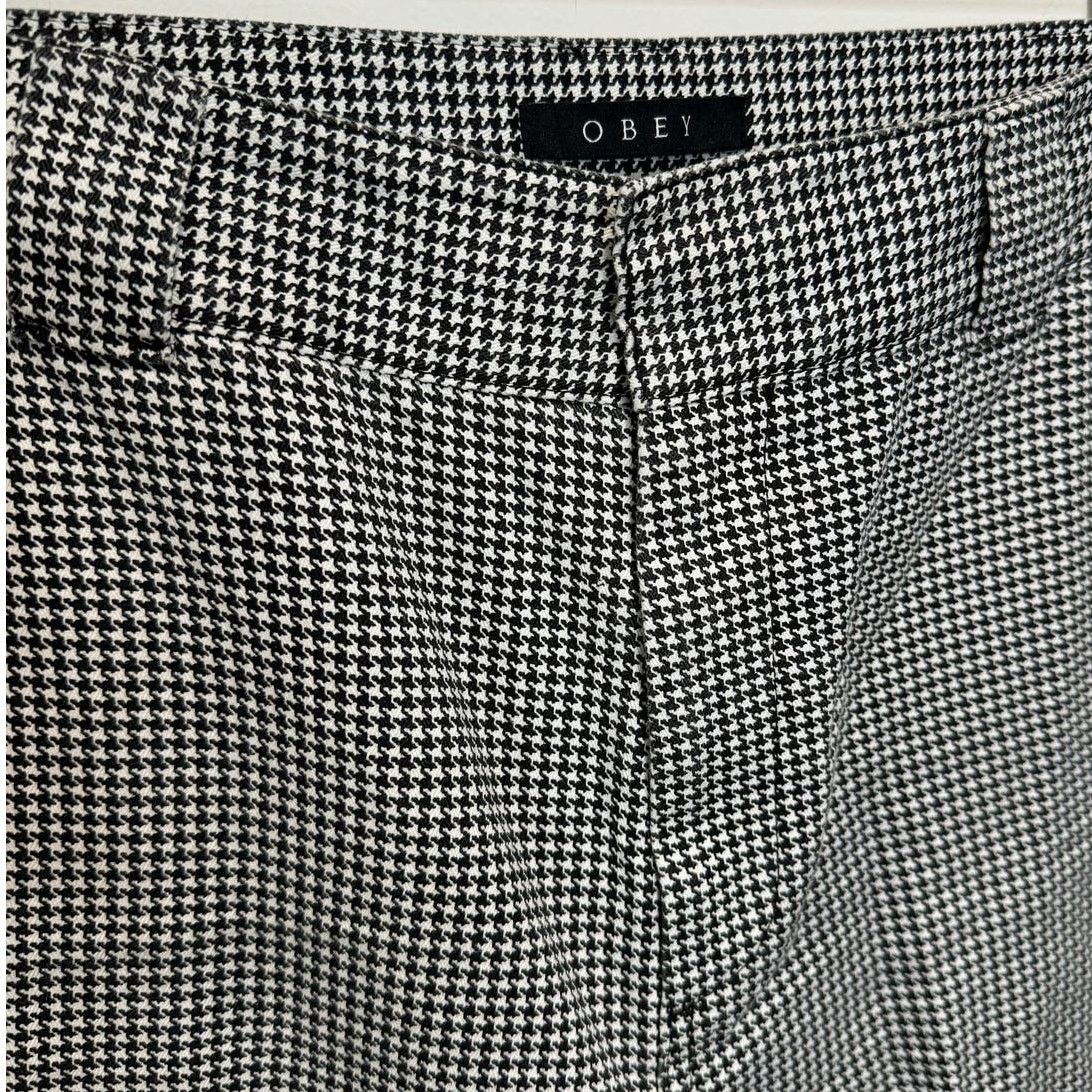 Obey Obey Women's Creeper Houndstooth Wide Leg Pant, Black/White Size 29" - 2 Thumbnail