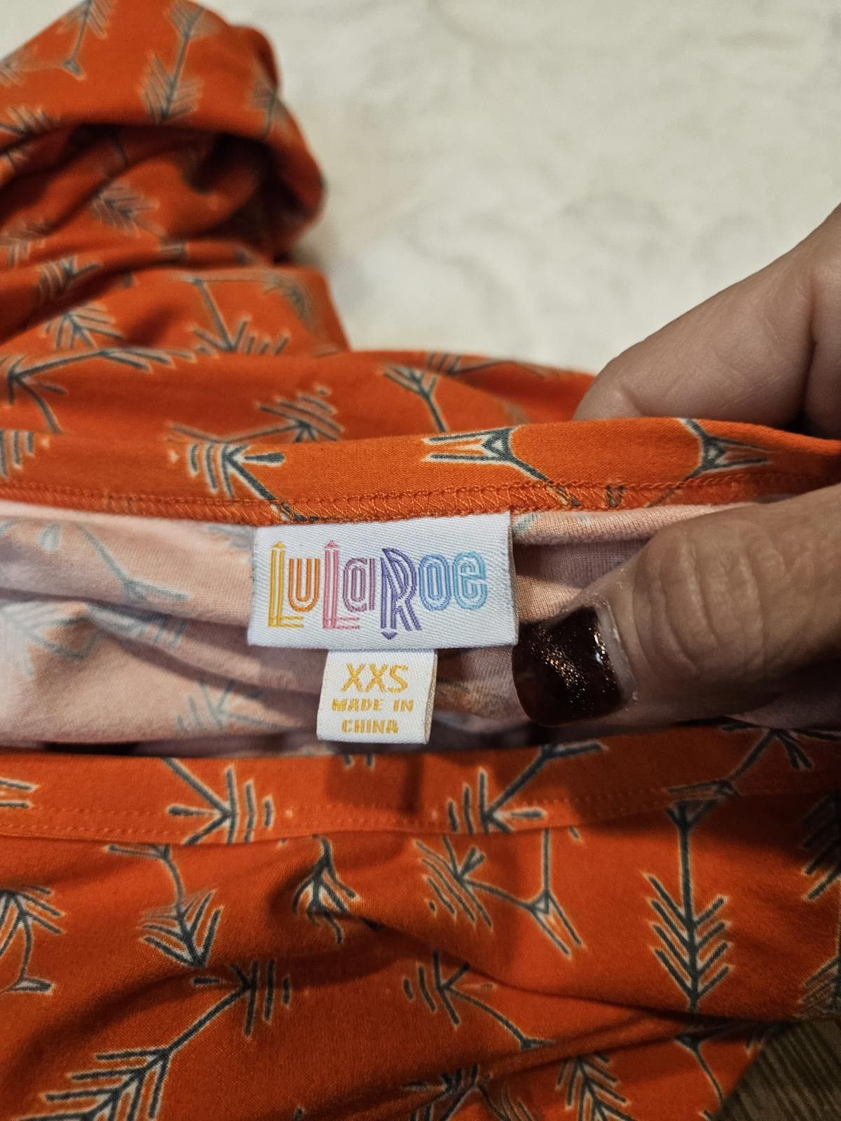 Designer LulaRoe Orange Print Hi-low Short Sleeve with Pocket #366 Size XXS / US 00 / IT 34 - 6 Thumbnail