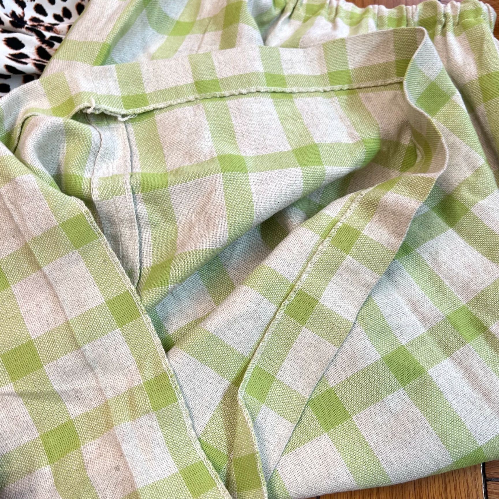 Vintage VINTAGE Women's Skirt Elastic Waist Pull On Plaid A-Line Knee Length 80s Green Size 10 Size 32" / US 10 / IT 46 - 6 Thumbnail
