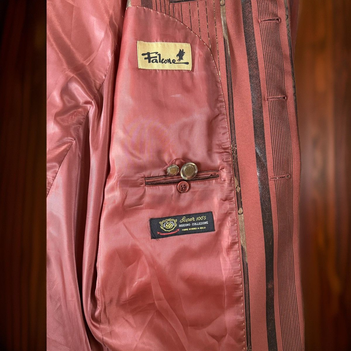 Falcone Vintage Falcone Red Gangster Suit jacket Vest 44R Snake Skin Size 44R - 4 Thumbnail