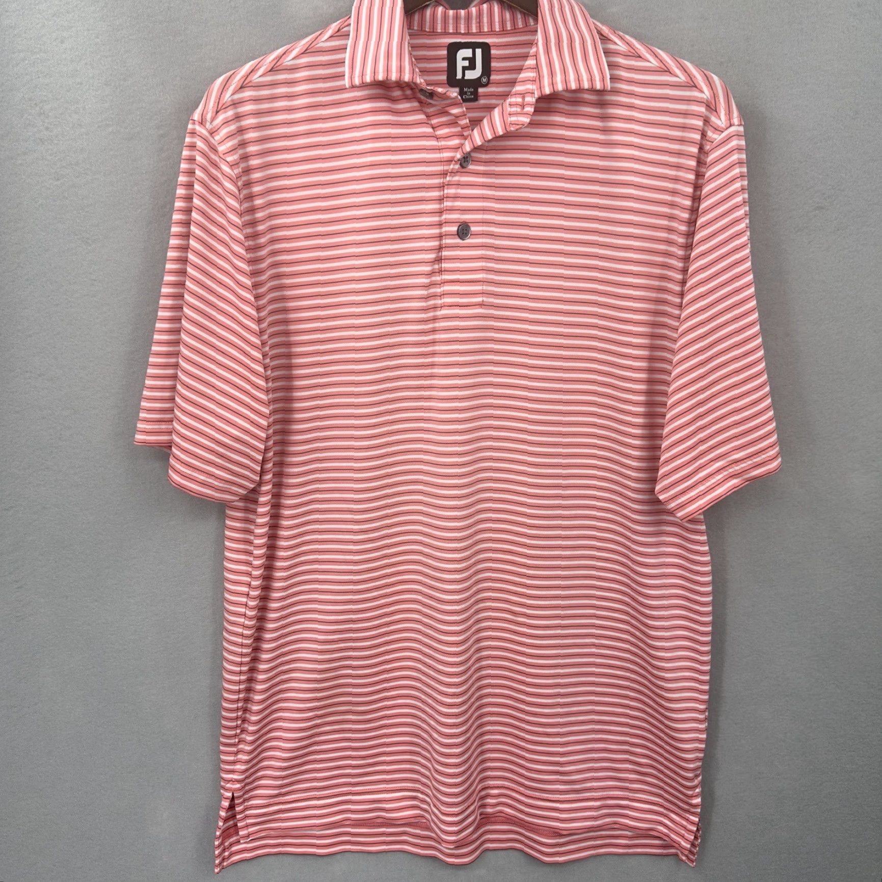 Footjoy Footjoy Polo Shirt Mens M Pink White Striped FJ Oxford Golf Preppy Dad Size US M / EU 48-50 / 2 - 2 Thumbnail