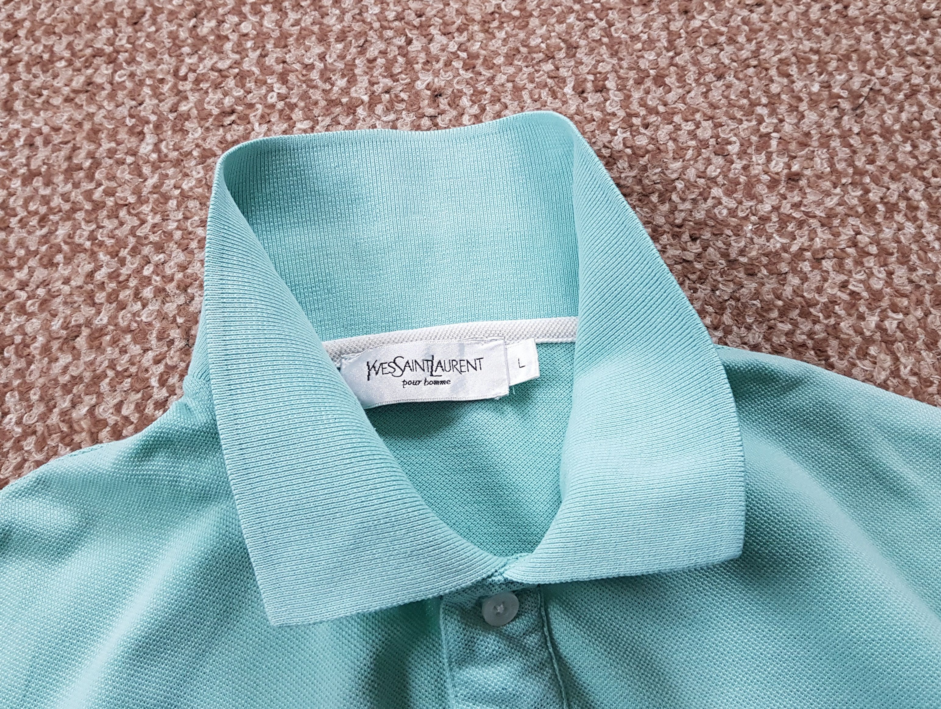 Yves Saint Laurent YSL Vintage Yves Saint Laurent Polo Shirt Turquoise Blue L Size US L / EU 52-54 / 3 - 7 Thumbnail