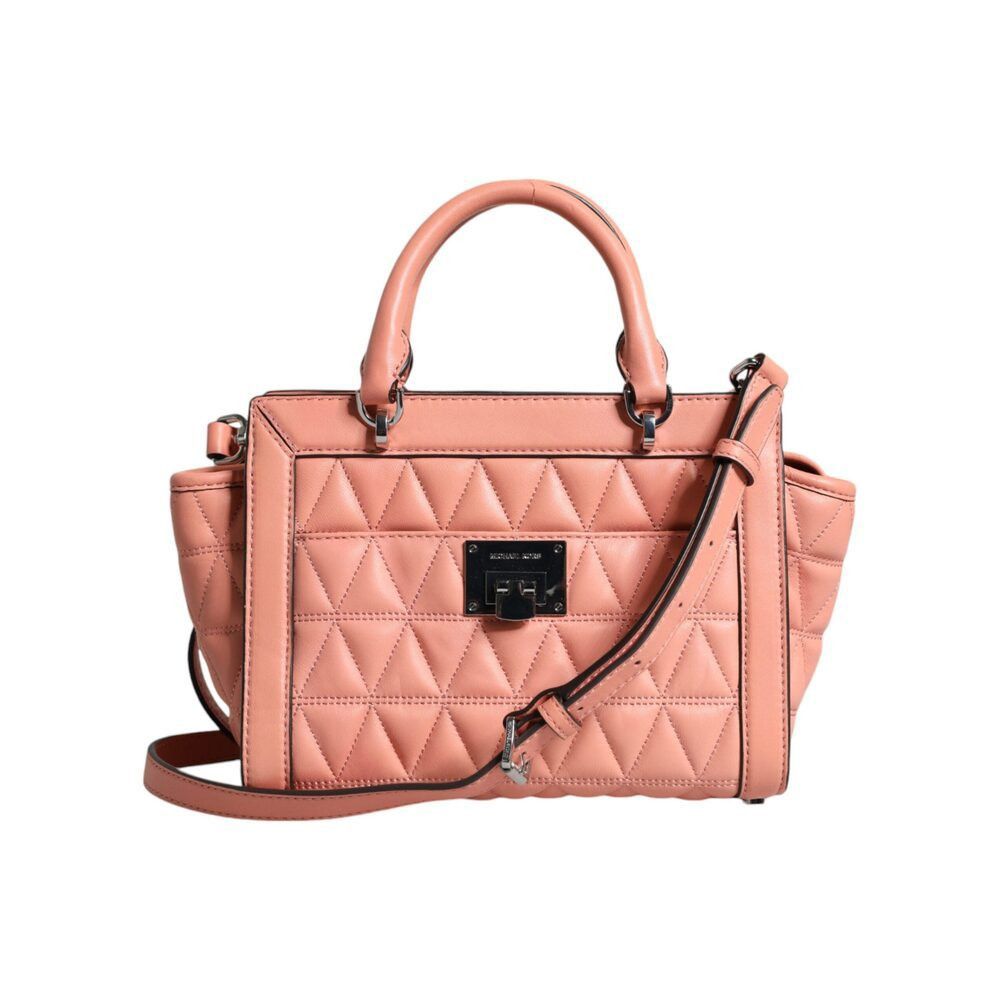 Michael Kors Peach Quilted Leather Logo Crossbody VIVIANNE M