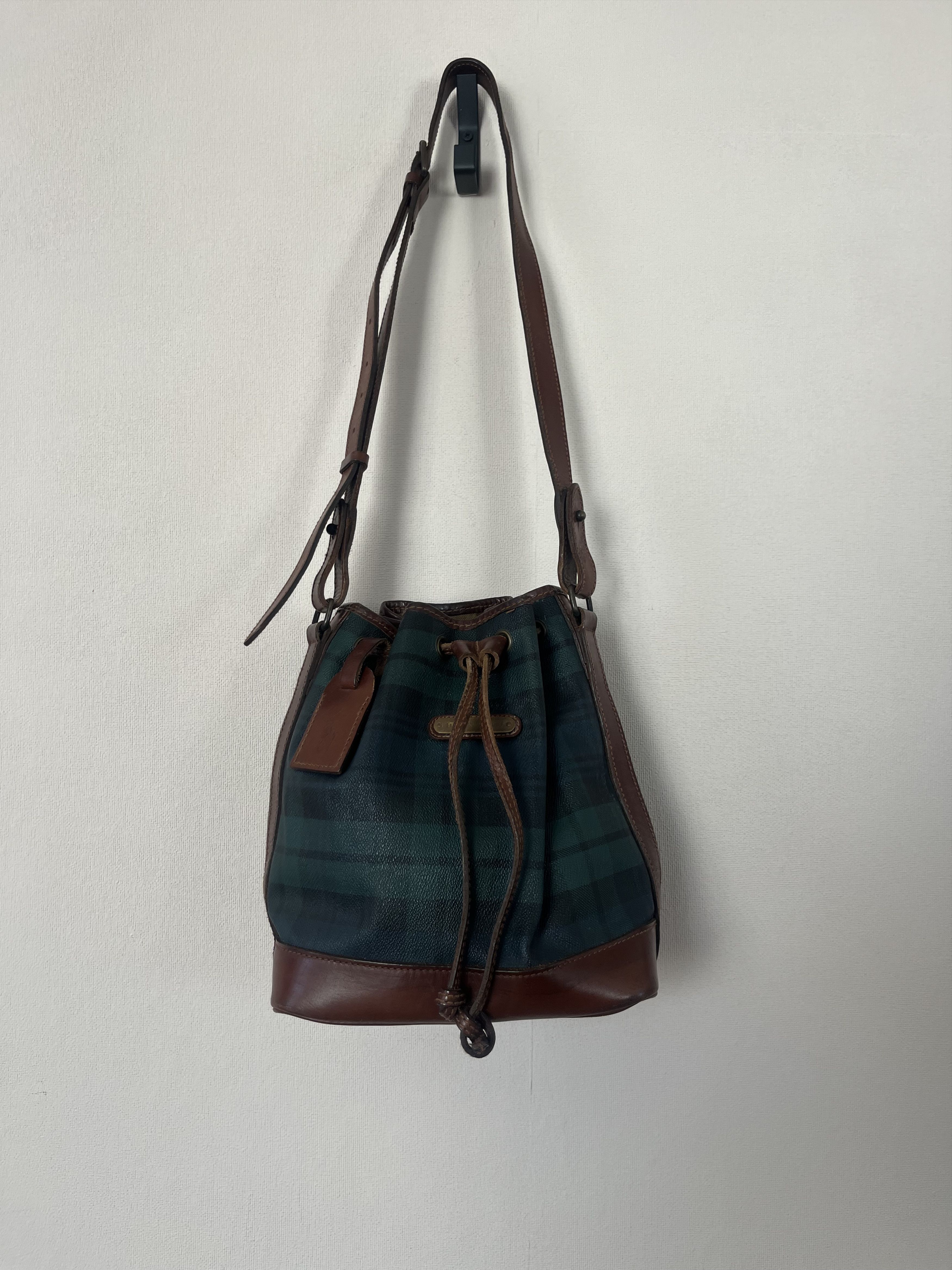Polo Ralph Lauren VNTG Polo Ralph Lauren Blackwatch Plaid Leather Bucket Bag Size ONE SIZE - 1 Thumbnail