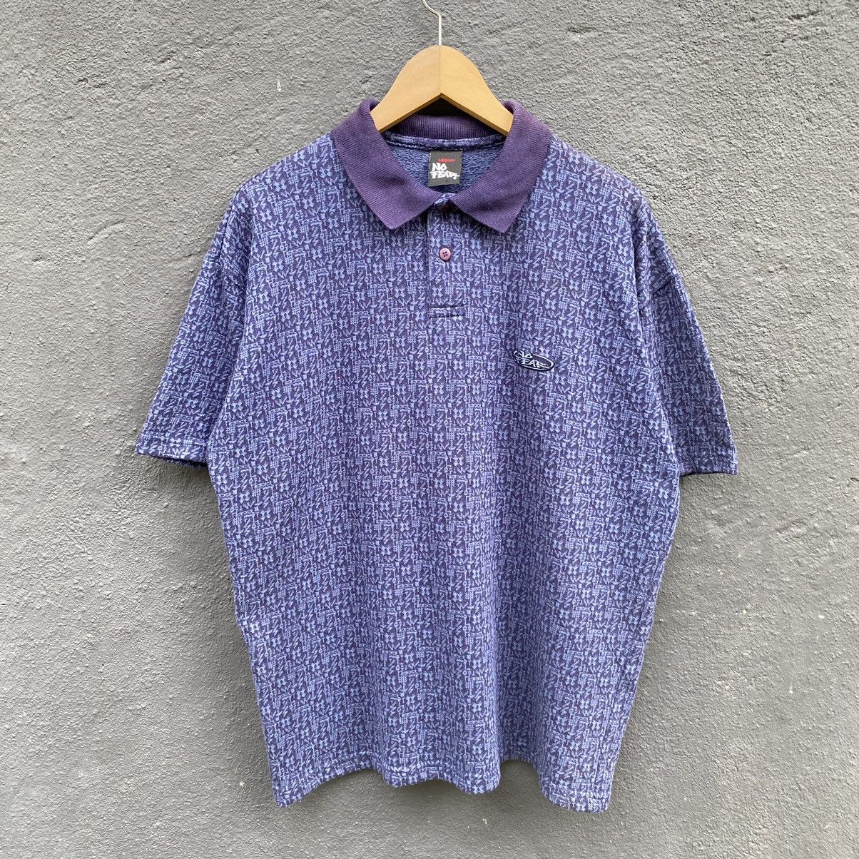 Vintage Faded 90s No Fear Embroidered Logo Polo Tshirt