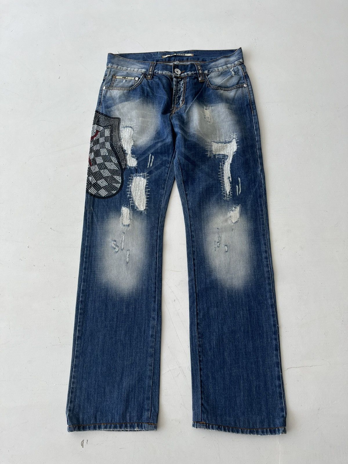 If Six Was Nine Vintage distressed Japanese jeans Musidor Rolling Stones y2k Size US 34 / EU 50 - 3 Thumbnail