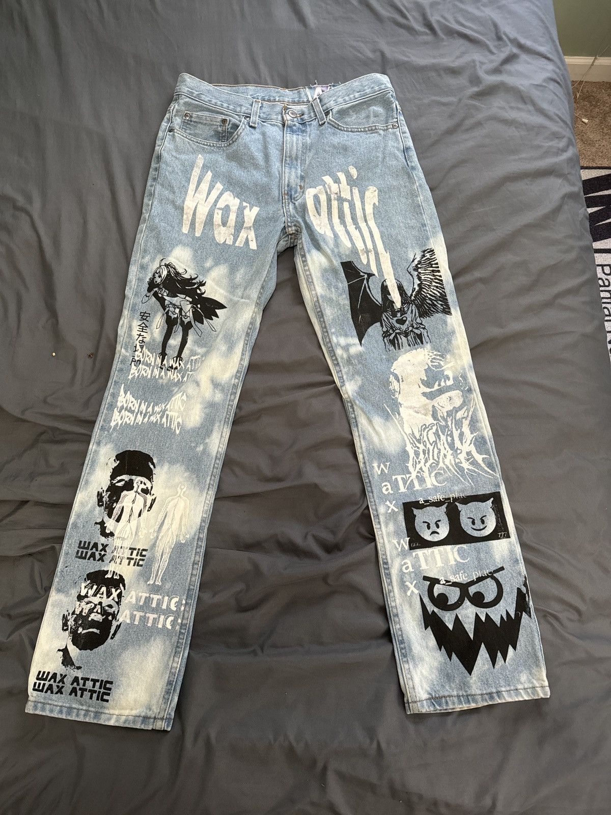 Vintage Wax Attic 1/1 Washed Denim Yu-Gi-Oh Jeans Size US 32 / EU 48 - 1 Thumbnail