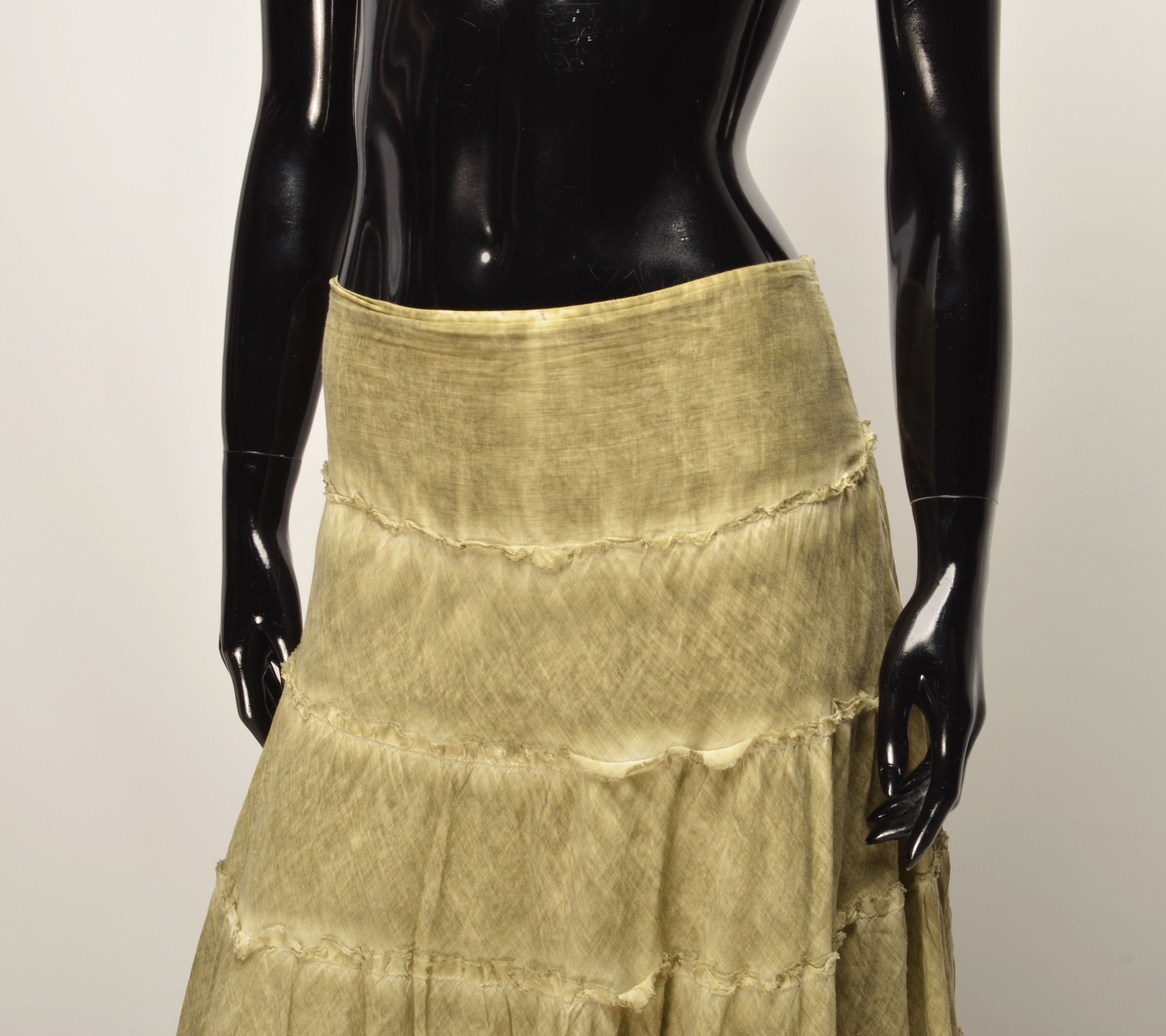 Free People Free People Y2K Boho Olive Green Tiered Maxi Skirt Size 27" / US 4 / IT 40 - 2 Thumbnail