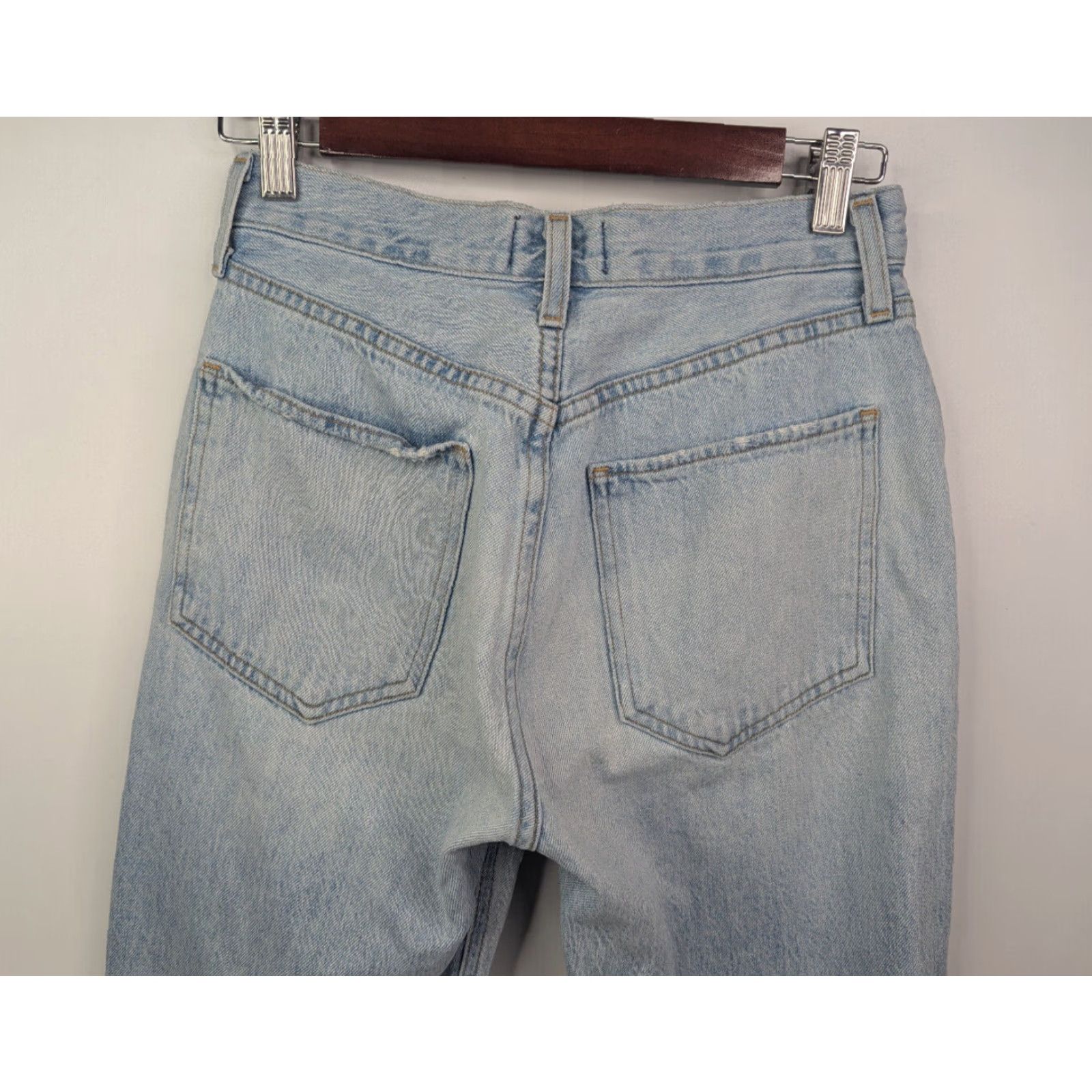 Agolde AGOLDE Riley High Rise Straight Crop Jeans Light Wash 26 A066B-983 Womens Jeans Distressed"} Size 28" / US 6 / IT 42 - 6 Thumbnail