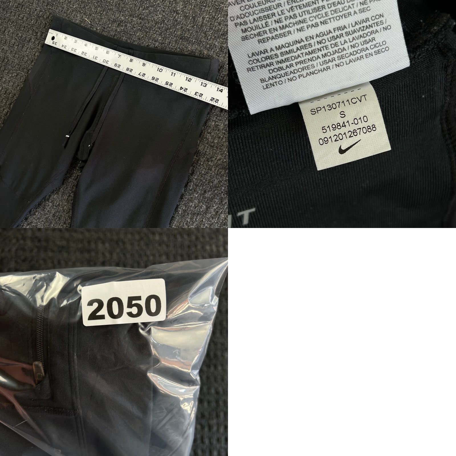 Nike Nike Dri-Fit Capri Leggings Womens S Black Drawstring Zip Pocket FAST SH Size 28" / US 6 / IT 42 - 8 Thumbnail