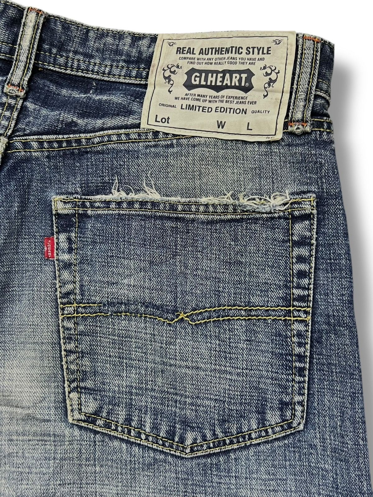 Japanese Brand Loose Vintage 00s GL HEART Japan - Faded Blue Wash Jeans Size US 35 - 8 Thumbnail