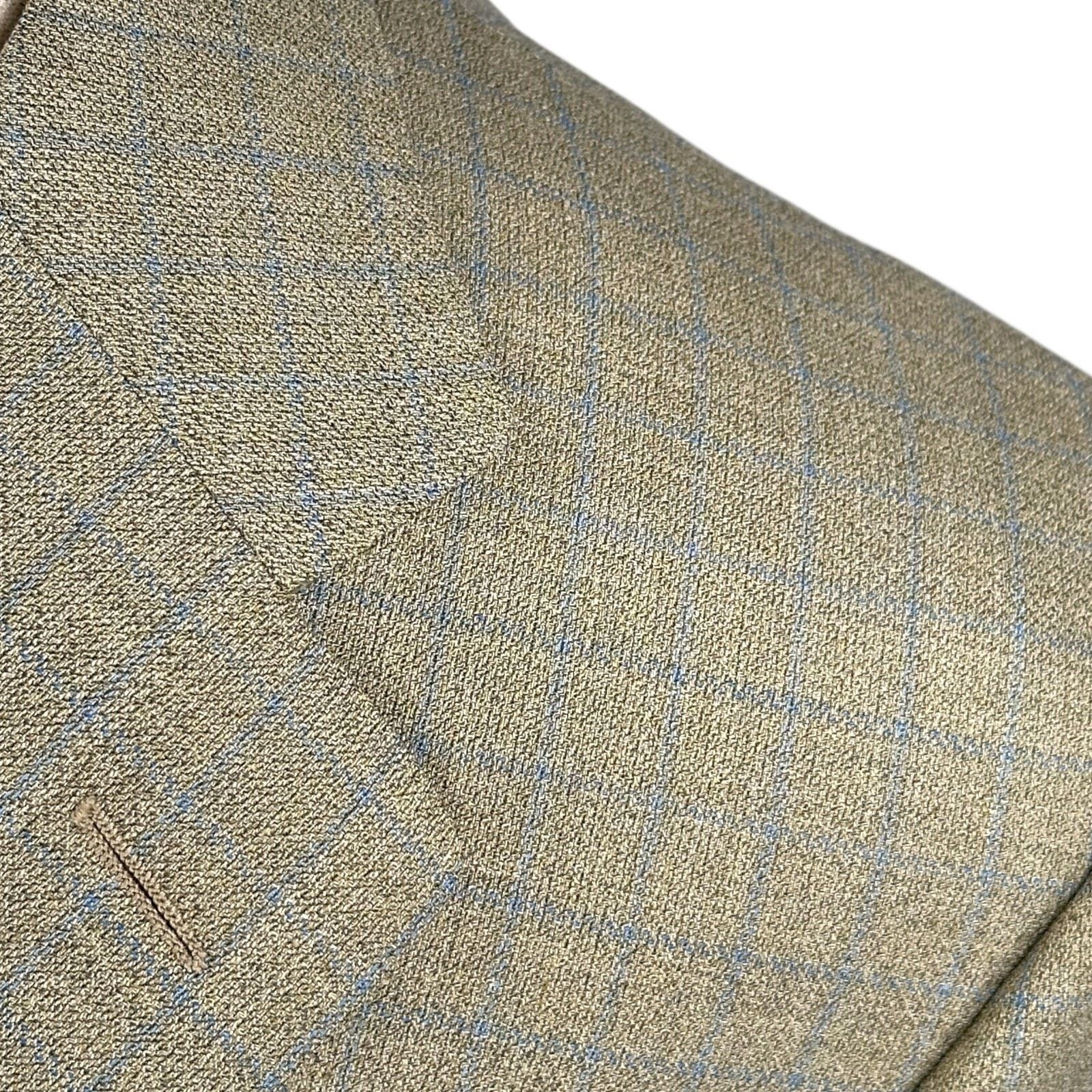 Ermenegildo Zegna Ermenegildo Zegna Blazer Jacket Men 44R Beige Widowpane Wool Size 44R - 3 Thumbnail