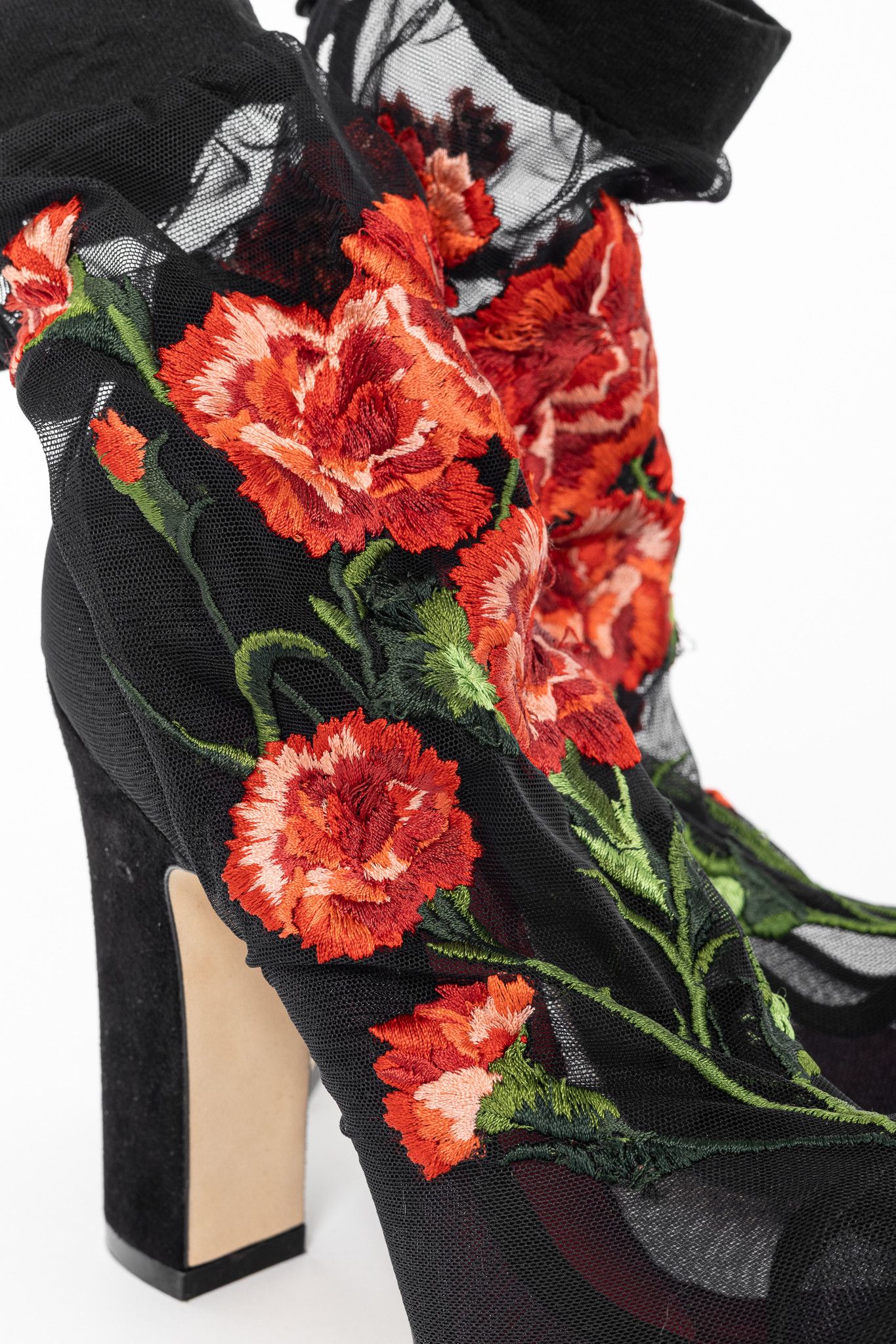 Dolce & Gabbana Dolce & Gabbana SS15 Runway Floral Mesh Suede Booties Size US 8.5 / IT 38.5 - 7 Thumbnail