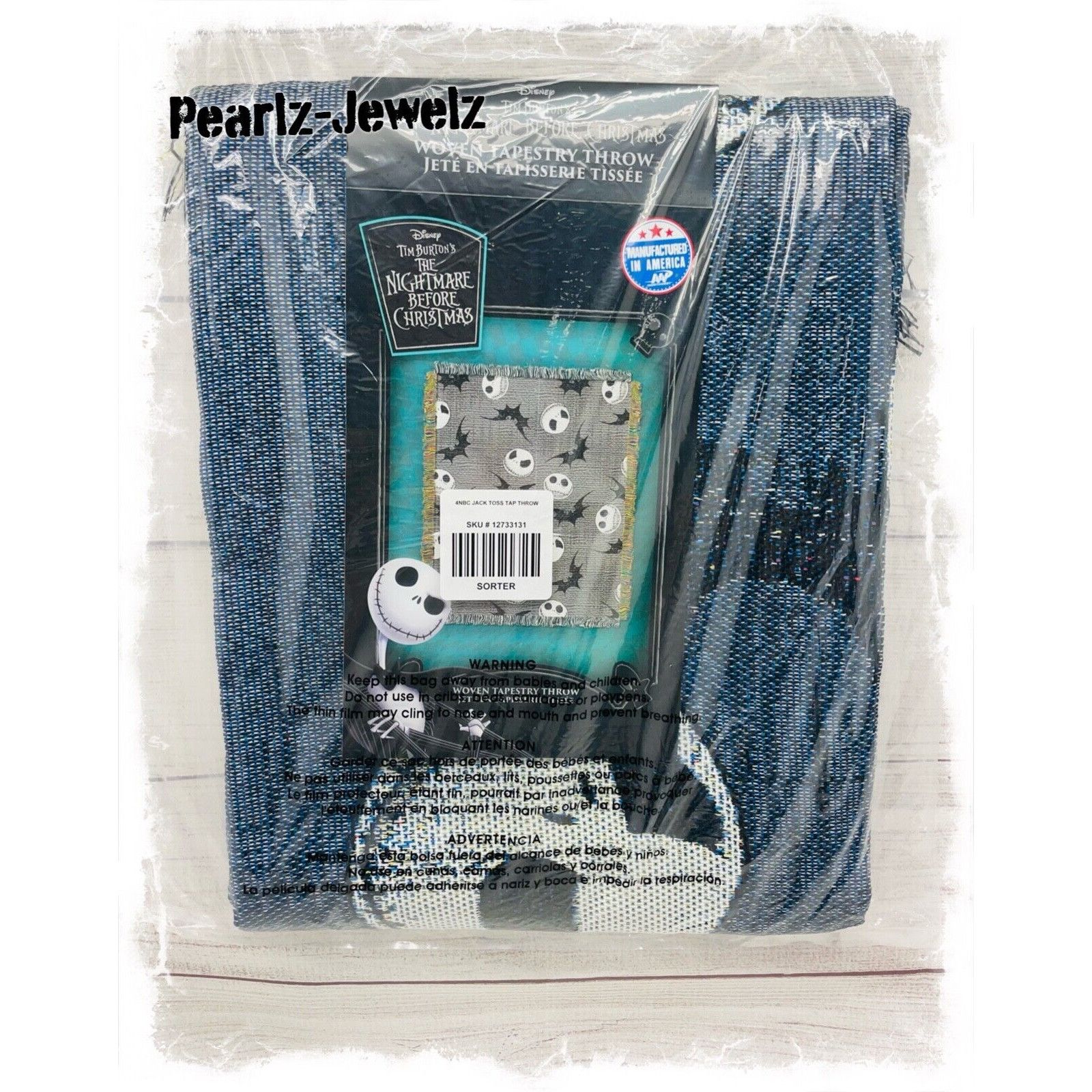 Nightmare Before Christmas NBC Jack Heads Bats Woven Tapestr