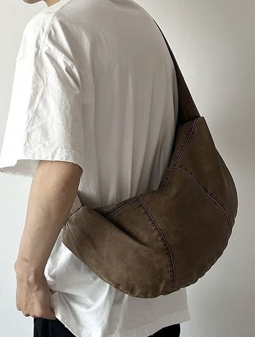 Japanese Brand Retro y2k faded pu leather ruched strap shoulder hobo bag Size ONE SIZE - 1 Thumbnail