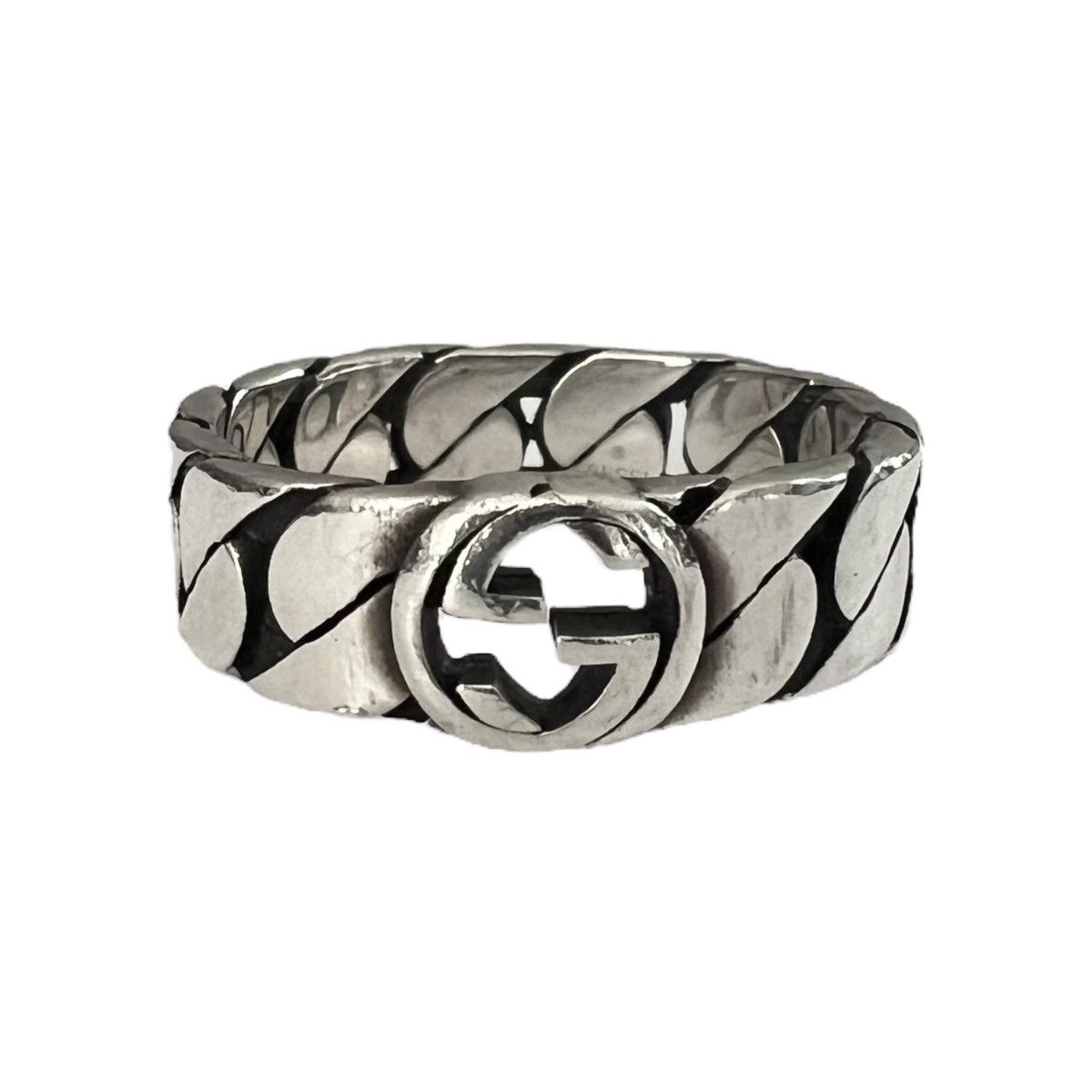 image of Gucci Interlocking G Chain Ring in Silver, Men's