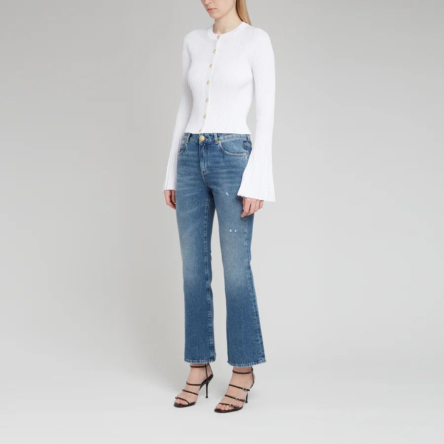 Balmain o1s1wg110125 Fabric Cardigan in White Size M / US 6-8 / IT 42-44 - 4 Thumbnail