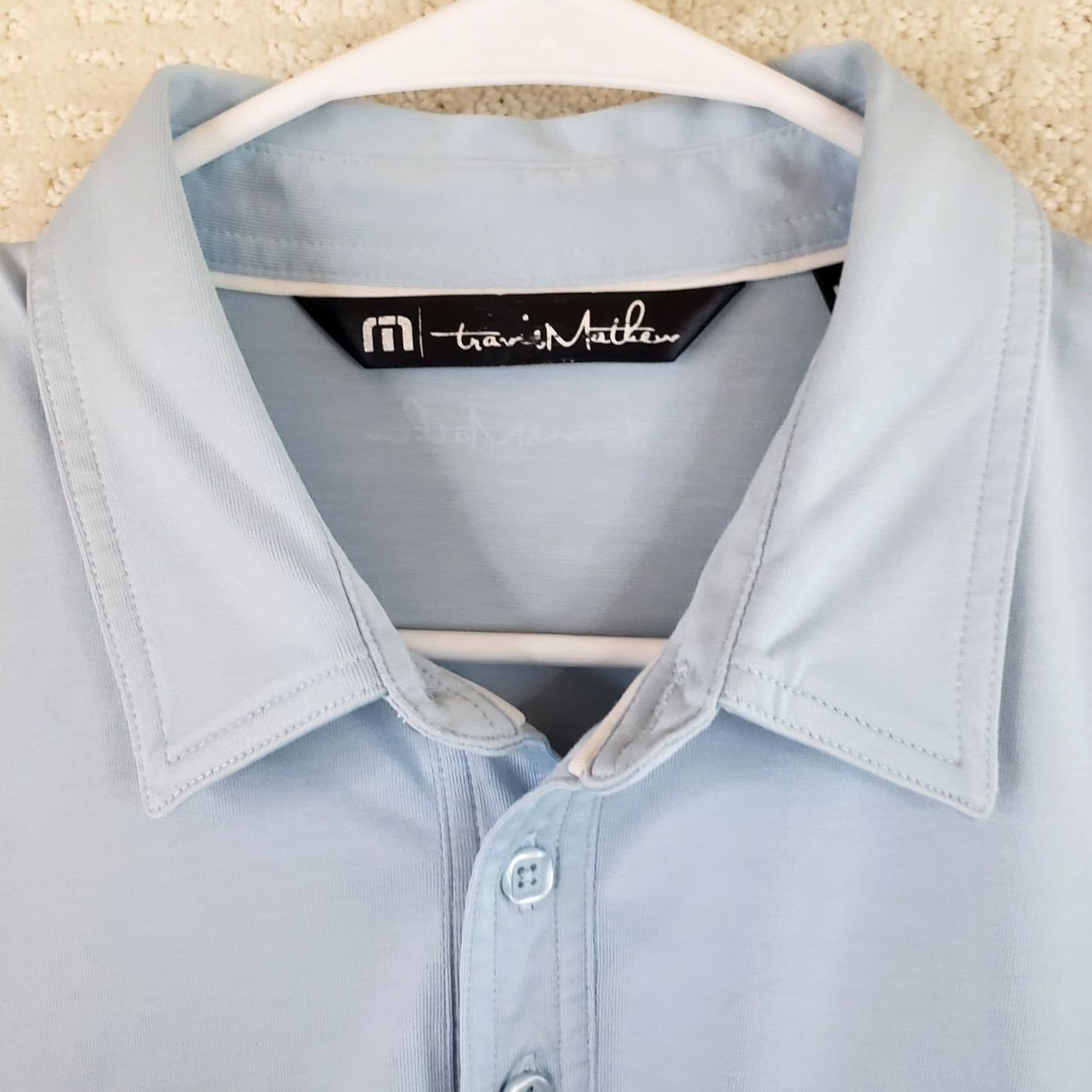TravisMathew Travis Mathew Mens M Polo Shirt Short Sleeve Collared Logo Pima Cotton Poly Blue Black Shirt Mens M Polo Shirt Size US M / EU 48-50 / 2 - 5 Thumbnail