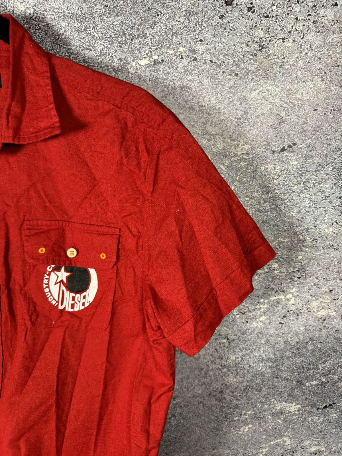 Diesel × Vintage Vintage Diesel Linen Shirt Sleeve Red Shirt y2k Small Size US S / EU 44-46 / 1 - 7 Thumbnail