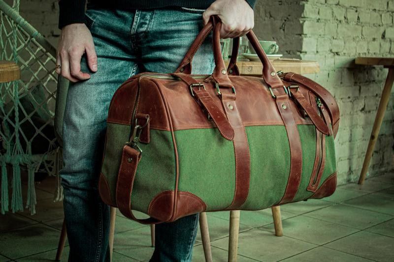 Handmade Genuine leather and thick canvas. Leather Weekender Size ONE SIZE - 7 Thumbnail