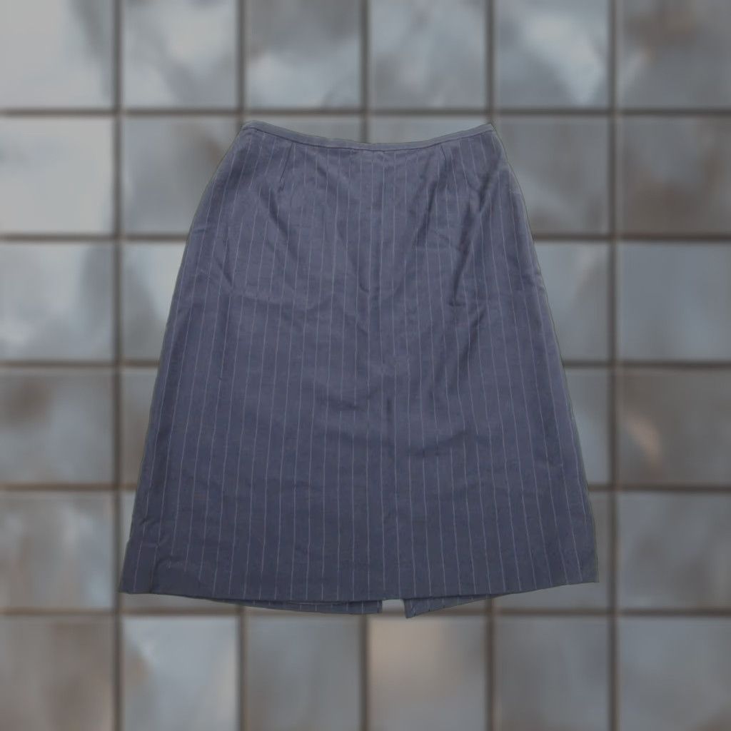 Armani ARMANI Women's Pencil Skirt Size 6 Blue Striped Wool Blend Lined Casual Size 28" / US 6 / IT 42 - 1 Thumbnail