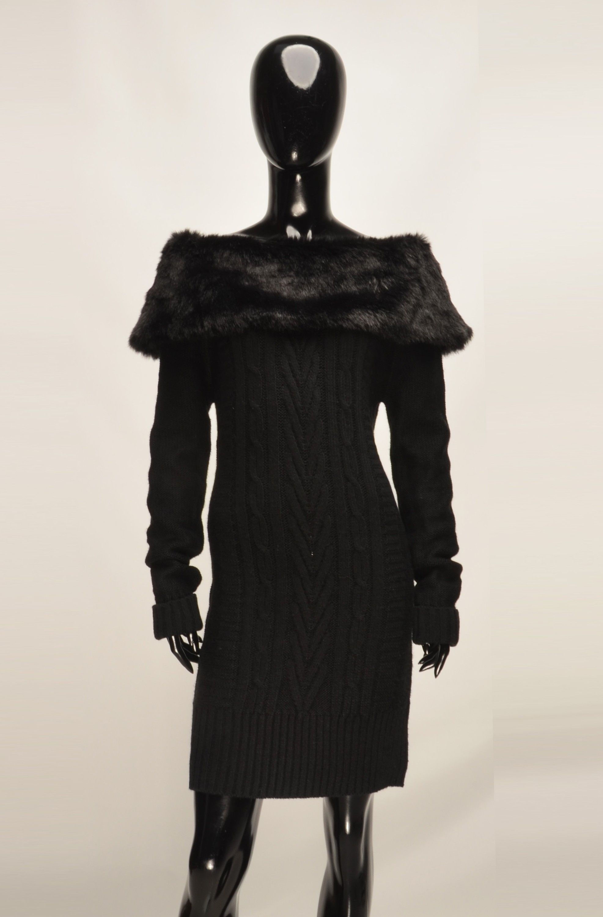 Other Jane Norman Vintage Y2K Off Shoulder Cable Knit Dress Size M / US 6-8 / IT 42-44 - 1 Thumbnail