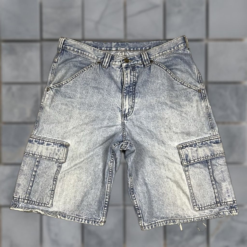 Lee VINTAGE Lee Dungarees Shorts Denimi Cargo Distressed 36 Blue USA Men 5-Pocket Regular Cropped? Size US 36 / EU 52 - 1 Thumbnail