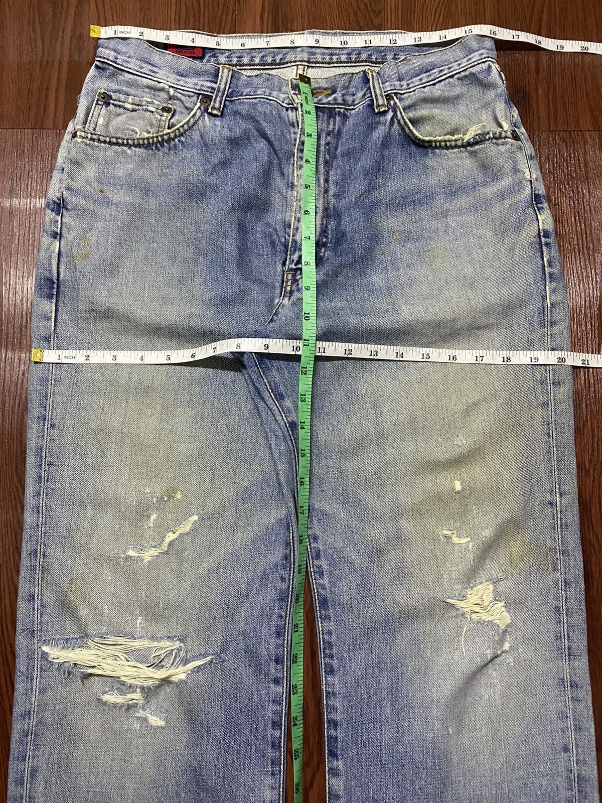 Japanese Brand Vintage Edwin503 Blue Wash Distressed Loose Jeans Size US 32 / EU 48 - 14 Thumbnail