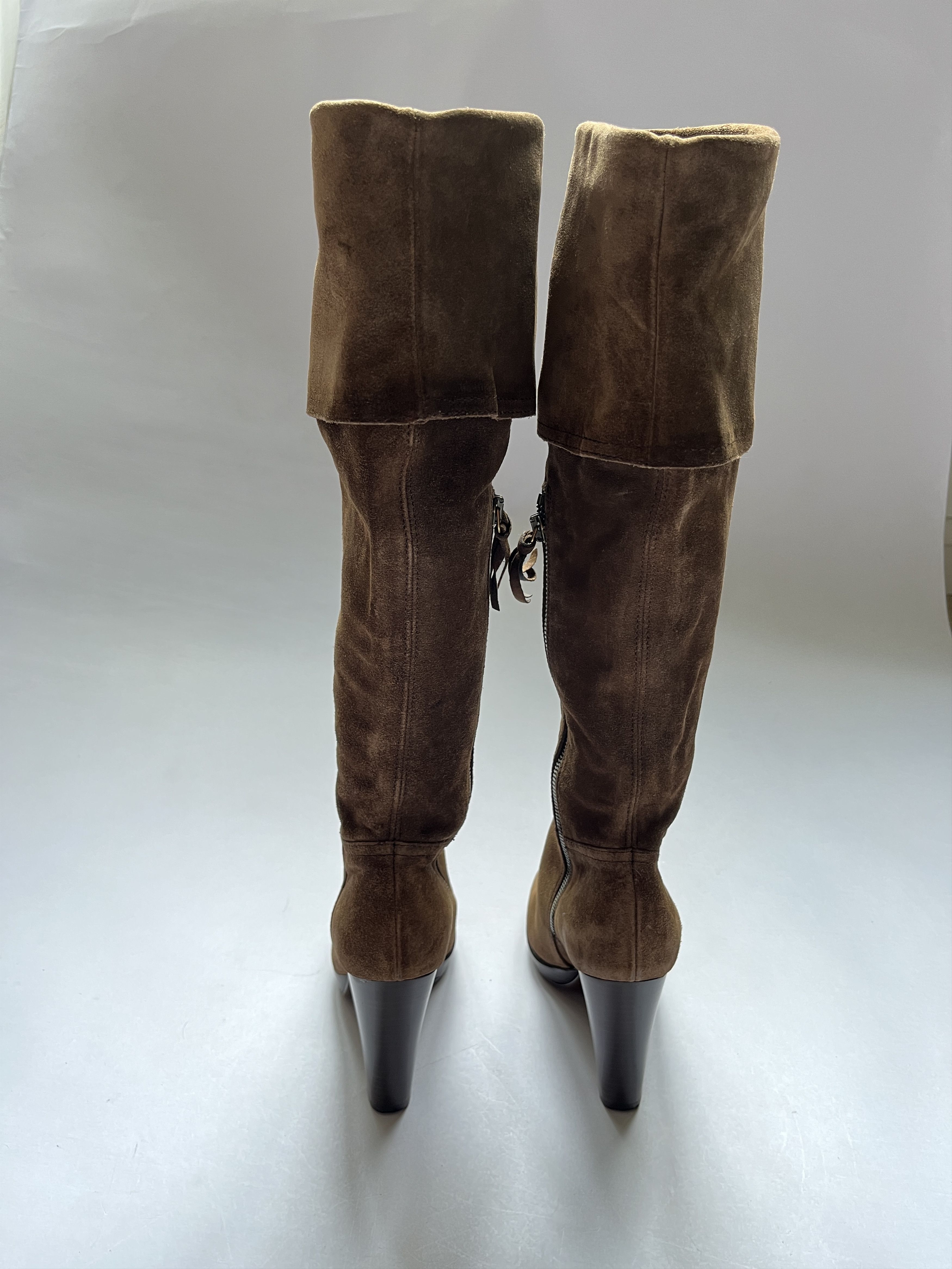 Miu Miu ⚡️QUICK SALE⚡️Miu Miu Brown Suede High Heeled Boots Size US 5 / IT 35 - 6 Thumbnail
