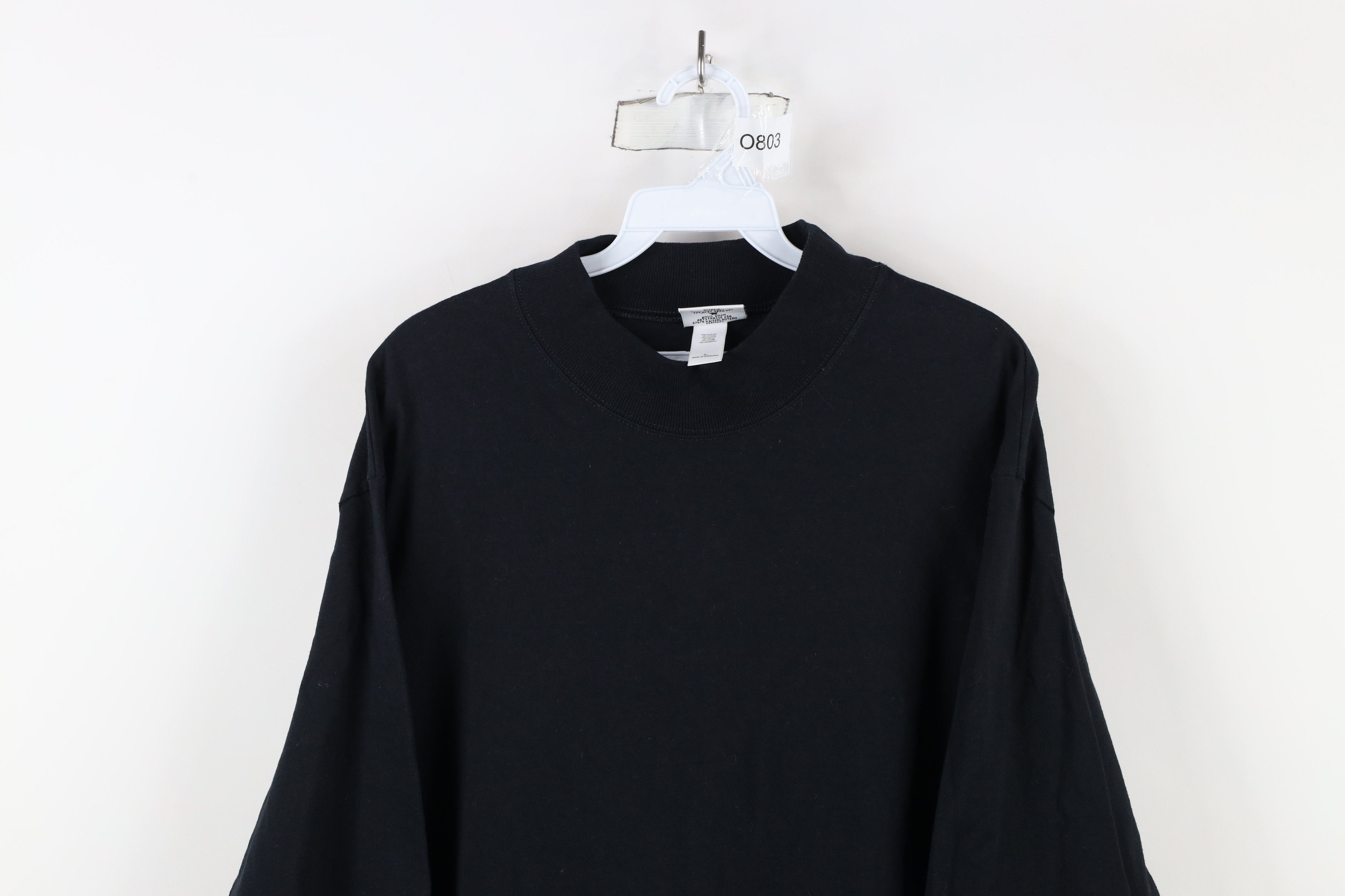 Vintage Vintage 90s Streetwear Mock Neck Long Sleeve T-Shirt Black Size US L / EU 52-54 / 3 - 2 Thumbnail