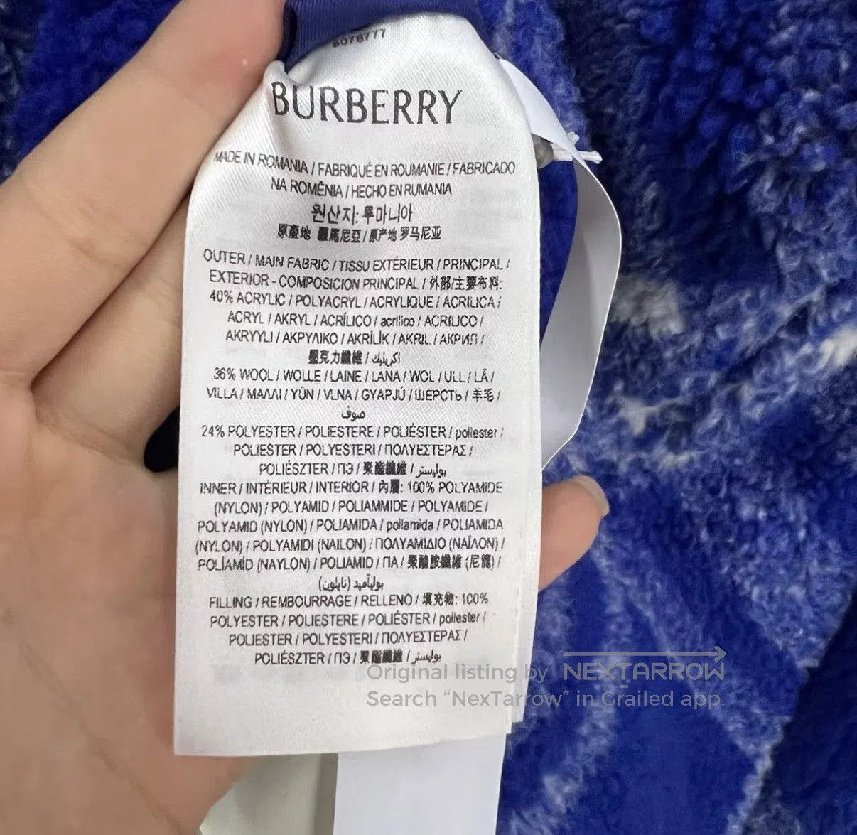Burberry Blue Checkered Fleece Jacket Size M. Size US M / EU 48-50 / 2 - 4 Thumbnail