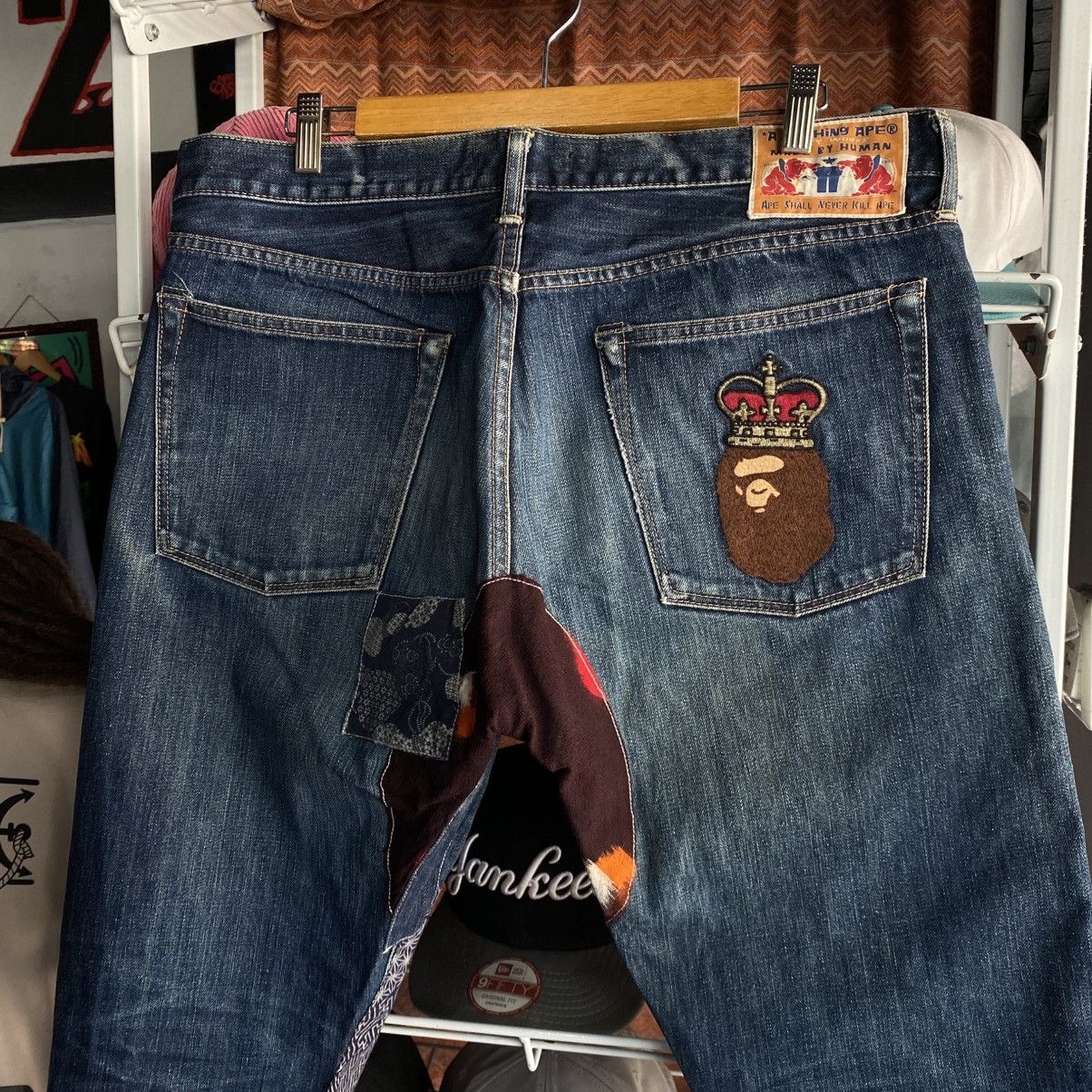 Bape Bape head crown jeans custom made boro sashiko Size US 38 / EU 54 - 3 Thumbnail