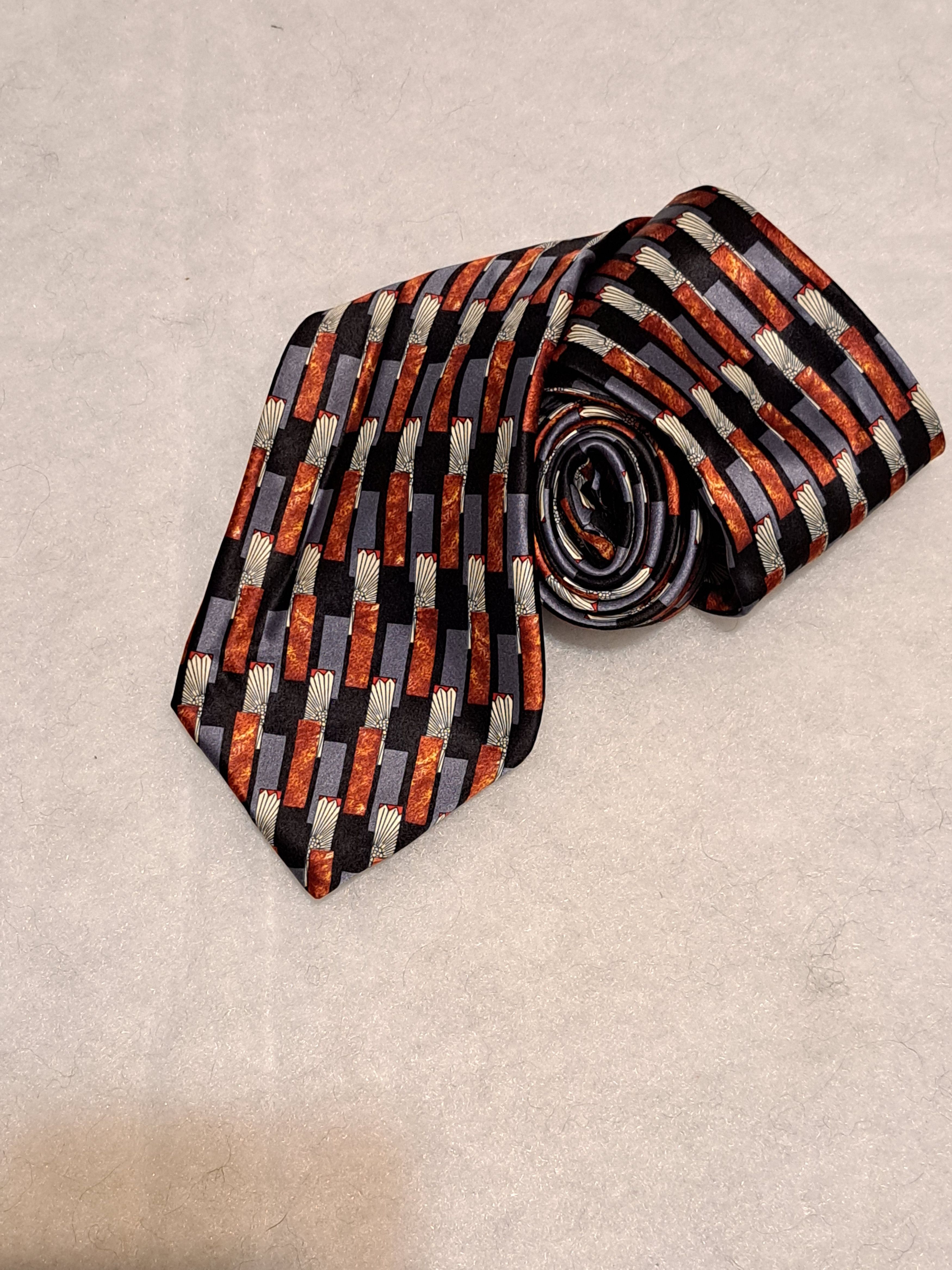 Lanvin Lanvin silk tie, yellow gray abstract black Size ONE SIZE - 1 Thumbnail
