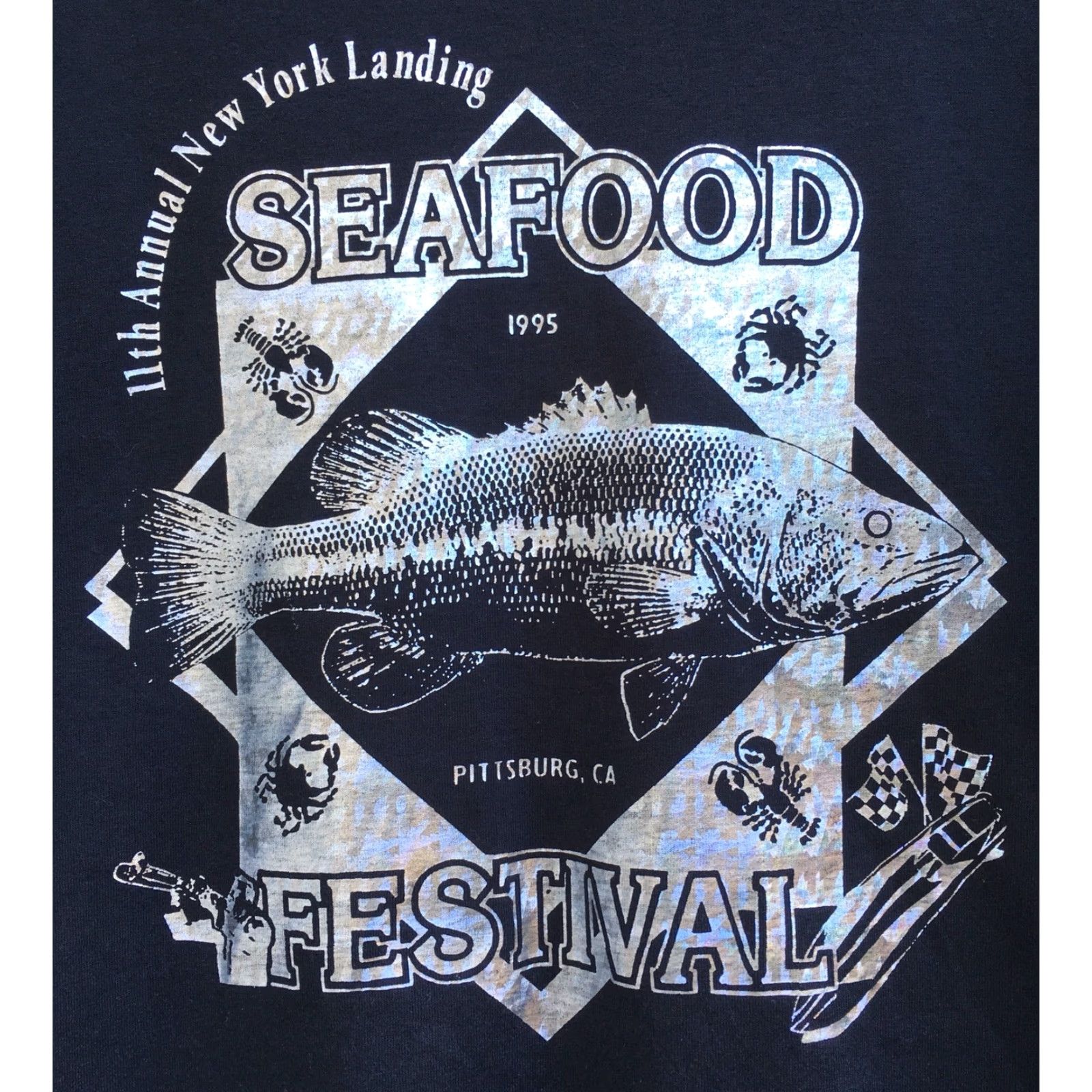 Fruit Of The Loom Vintage 1995 Seafood Festival Pittsburg CA T-Shirt 90s XL Silver Graphics Unisex Size US XL / EU 56 / 4 - 3 Thumbnail