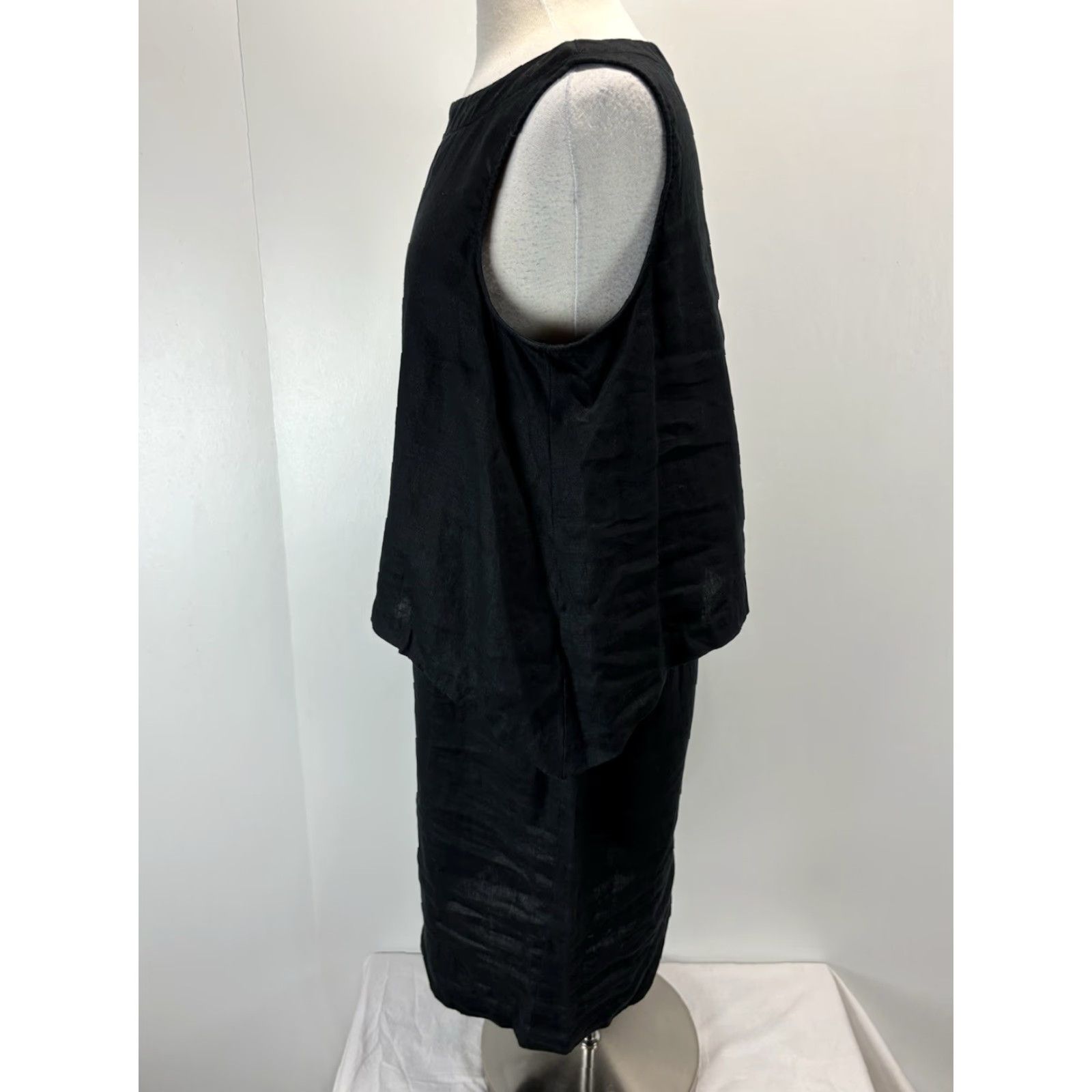 J. Jill VINTAGE J. Jill Women's Shift Dress Sleeveless Linen Knee Length Black M Summer Beach Classic Size M / US 6-8 / IT 42-44 - 2 Thumbnail