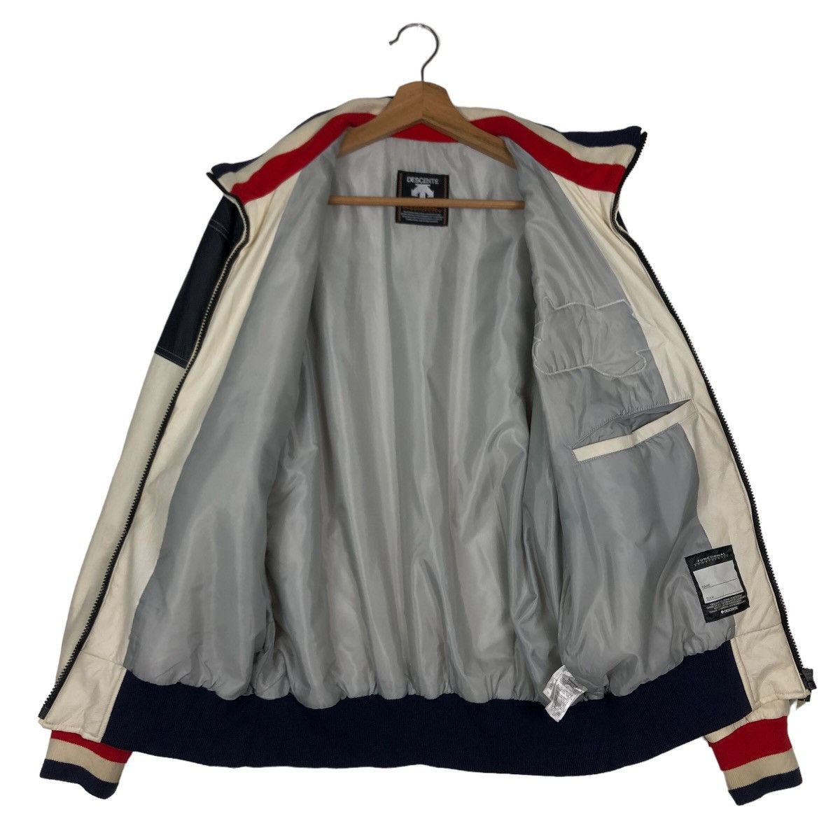 Japanese Brand 🔥Vintage Leather Bomber Jacket Descente Japan Big Logo Size US M / EU 48-50 / 2 - 10 Thumbnail